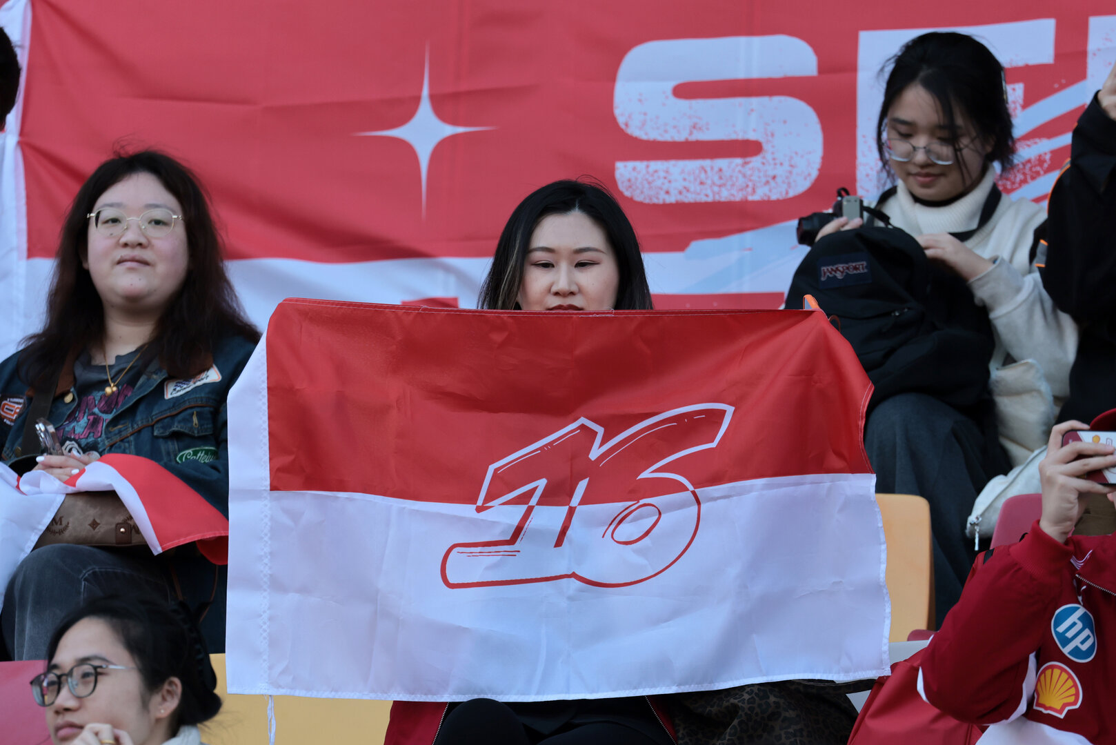 GP CINA, Circuit Atmosfera - Charles Leclerc (MON) Ferrari fans in the grandstand.
14.03.2026. Formula 1 World Championship, Rd 2, Chinese Grand Prix, Shanghai, China, Sprint e Qualifiche Day.
- www.xpbimages.com, EMail: requests@xpbimages.com © Copyright: Moy / XPB Images