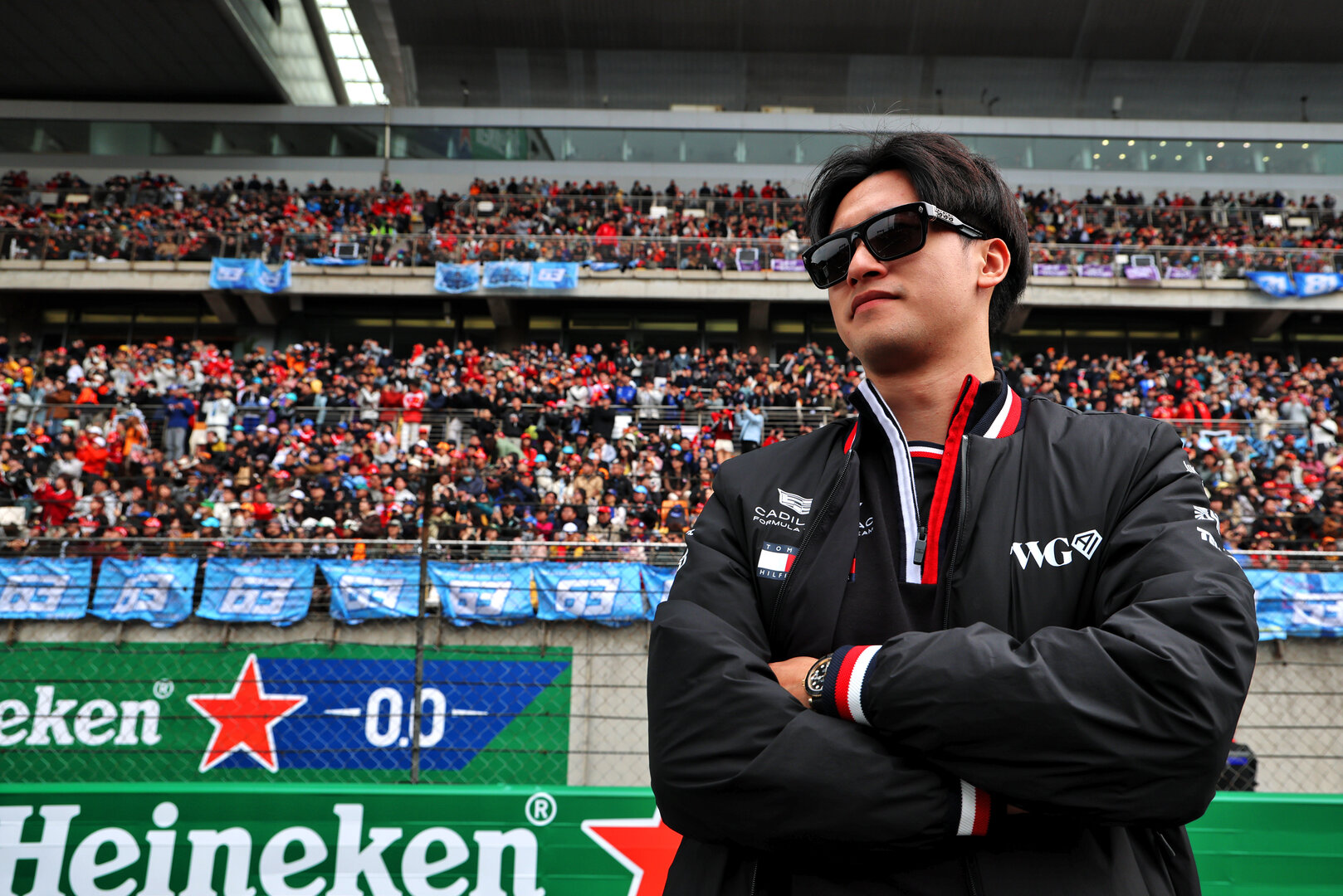 GP CINA, Zhou Guanyu (CHN) Cadillac Formula 1 Team Reserve Driver on the grid.
15.03.2026. Formula 1 World Championship, Rd 2, Chinese Grand Prix, Shanghai, China, Gara Day.
- www.xpbimages.com, EMail: requests@xpbimages.com © Copyright: Batchelor / XPB Images