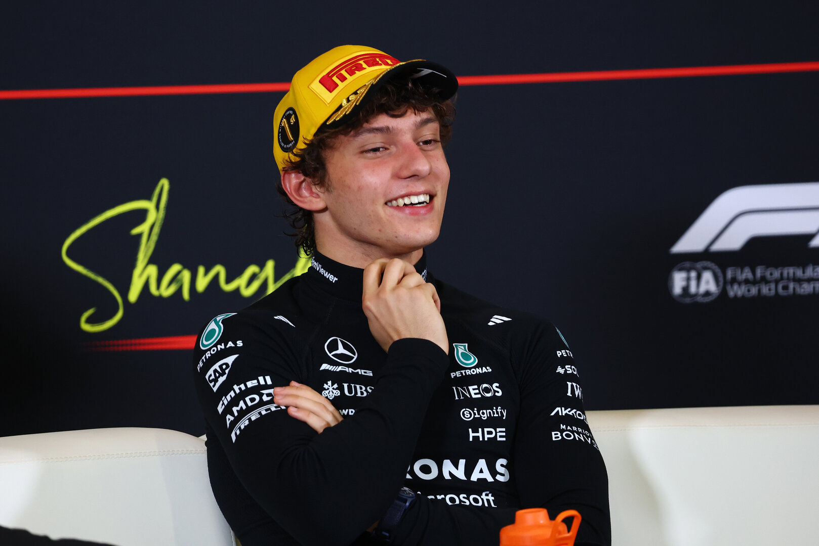 GP CINA, Gara winner Andrea Kimi Antonelli (ITA) Mercedes AMG Formula One Team in the post race FIA Press Conference.
15.03.2026. Formula 1 World Championship, Rd 2, Chinese Grand Prix, Shanghai, China, Gara Day.
- www.xpbimages.com, EMail: requests@xpbimages.com © Copyright: Bearne / XPB Images