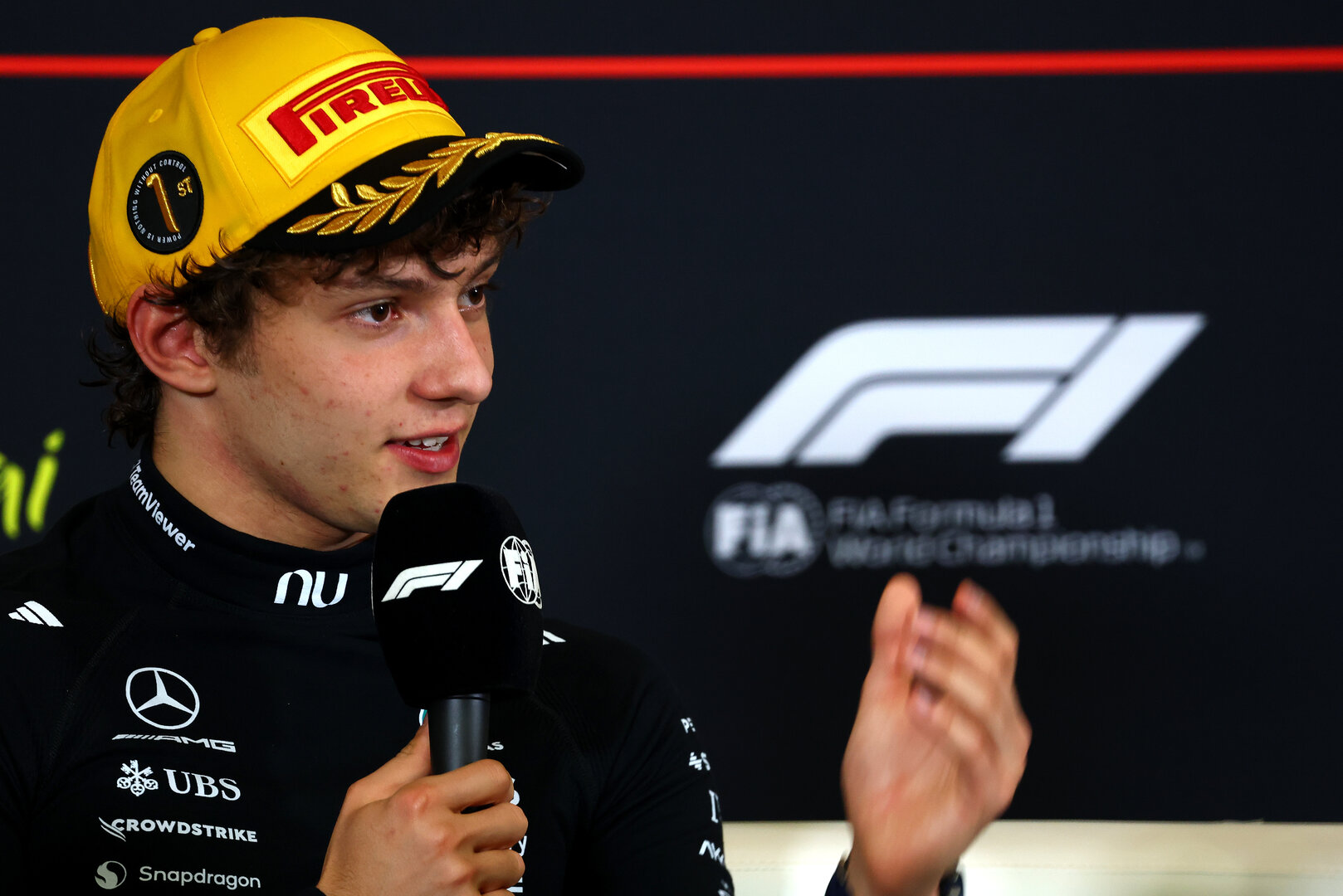 GP CINA, Gara winner Andrea Kimi Antonelli (ITA) Mercedes AMG Formula One Team in the post race FIA Press Conference.
15.03.2026. Formula 1 World Championship, Rd 2, Chinese Grand Prix, Shanghai, China, Gara Day.
- www.xpbimages.com, EMail: requests@xpbimages.com © Copyright: Bearne / XPB Images