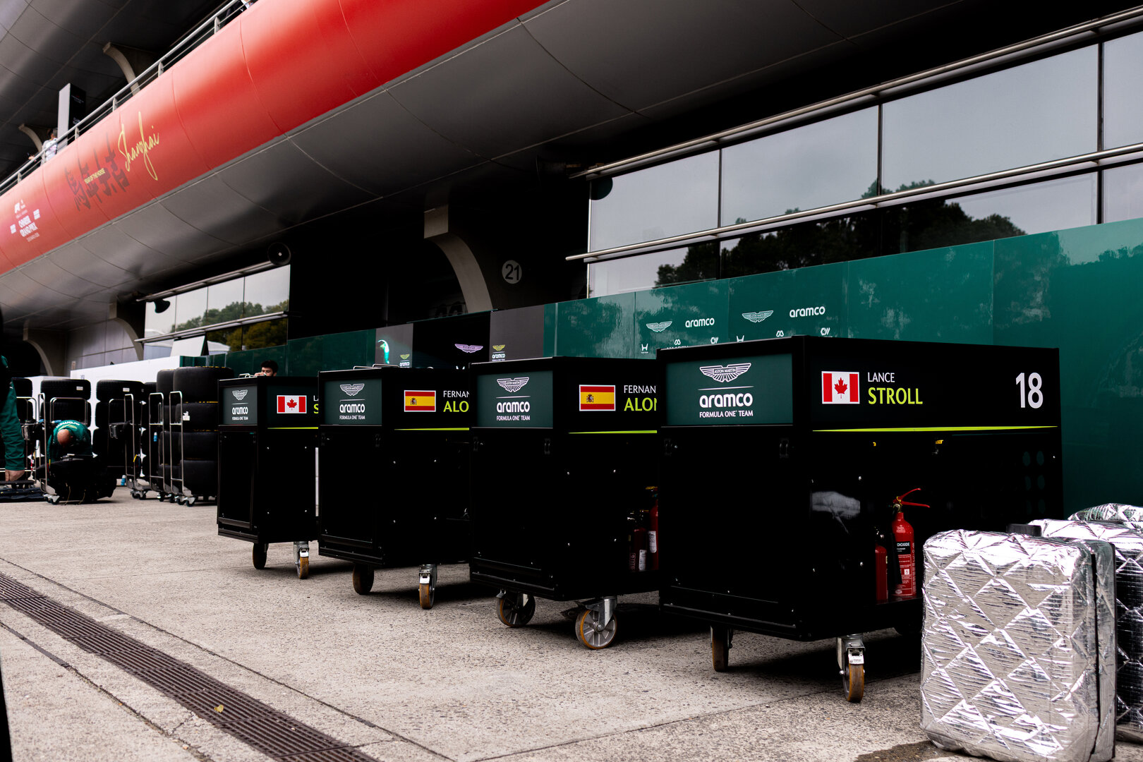 GP CINA, Aston Martin F1 Team freight in the paddock.
15.03.2026. Formula 1 World Championship, Rd 2, Chinese Grand Prix, Shanghai, China, Gara Day.
- www.xpbimages.com, EMail: requests@xpbimages.com © Copyright: Denny / XPB Images