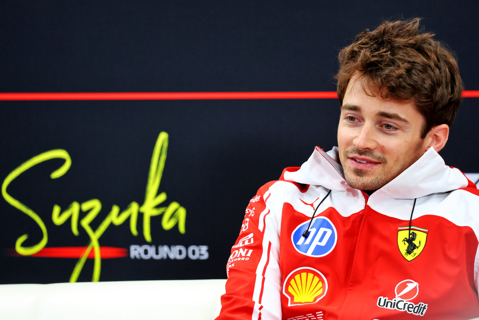 GP GIAPPONE, Charles Leclerc (MON) Ferrari in the FIA Press Conference.
26.03.2026. Formula 1 World Championship, Rd 3, Japanese Grand Prix, Suzuka, Japan, Preparation Day.
- www.xpbimages.com, EMail: requests@xpbimages.com © Copyright: Bearne / XPB Images