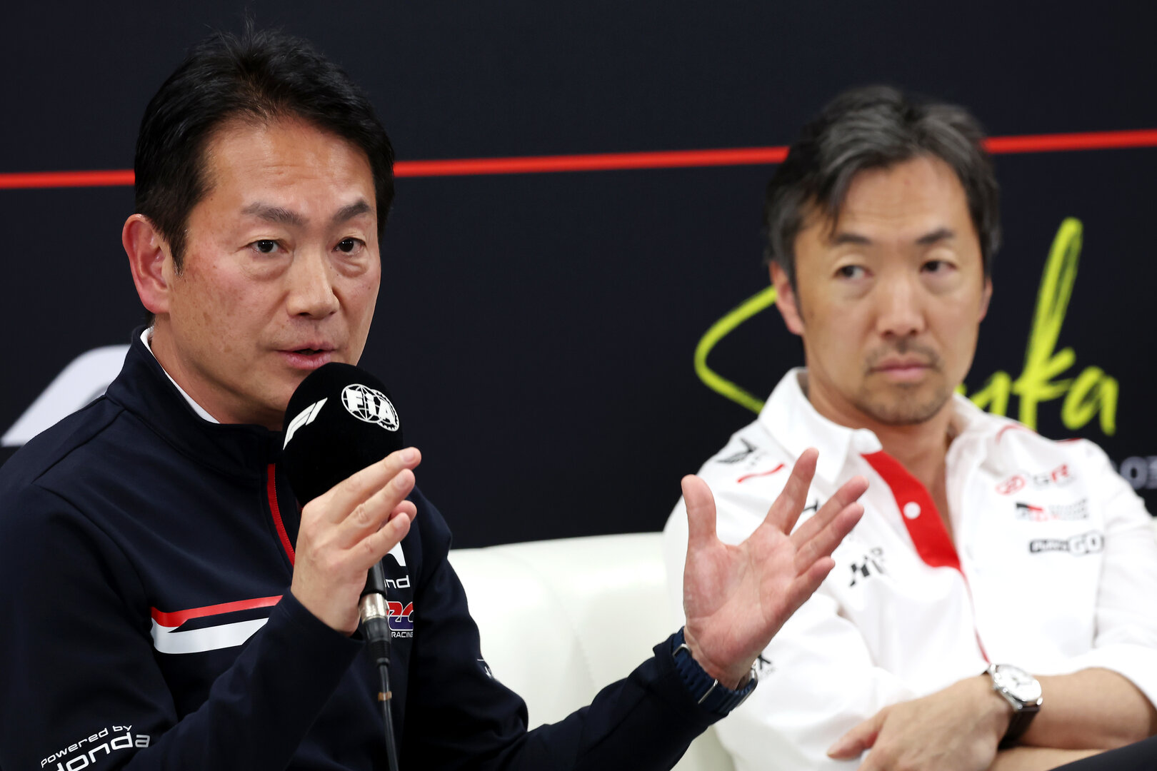 GP GIAPPONE, (L to R): Koji Watanabe (JPN) Honda Racing Corporation - HRC - President e Ayao Komatsu (JPN) Haas F1 Team Principal in the FIA Press Conference.
27.03.2026. Formula 1 World Championship, Rd 3, Japanese Grand Prix, Suzuka, Japan, Practice Day.
- www.xpbimages.com, EMail: requests@xpbimages.com © Copyright: Rew / XPB Images