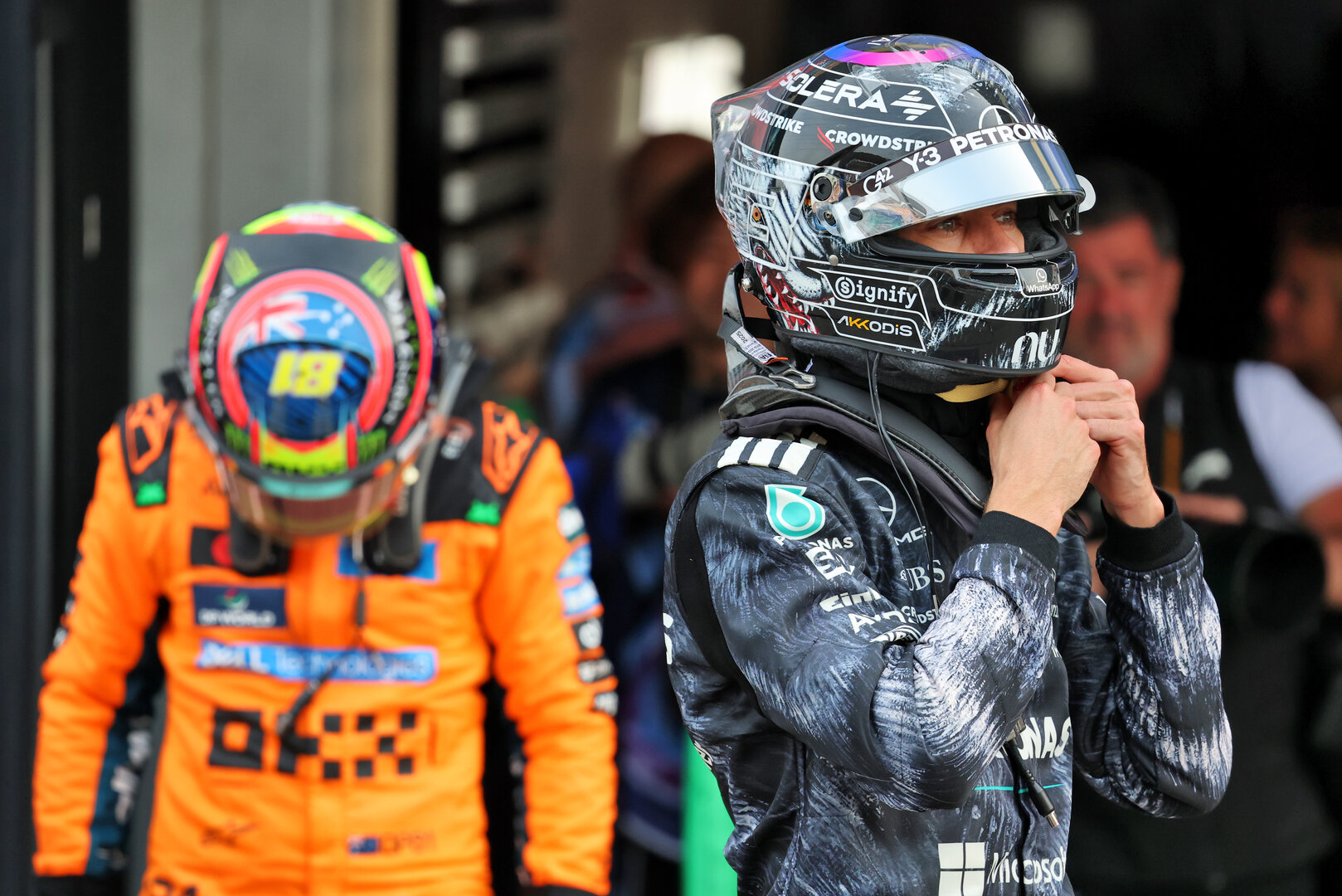 GP GIAPPONE, George Russell (GBR) Mercedes AMG Formula One Team in qualifying parc ferme.
28.03.2026. Formula 1 World Championship, Rd 3, Japanese Grand Prix, Suzuka, Japan, Qualifiche Day.
- www.xpbimages.com, EMail: requests@xpbimages.com © Copyright: Batchelor / XPB Images