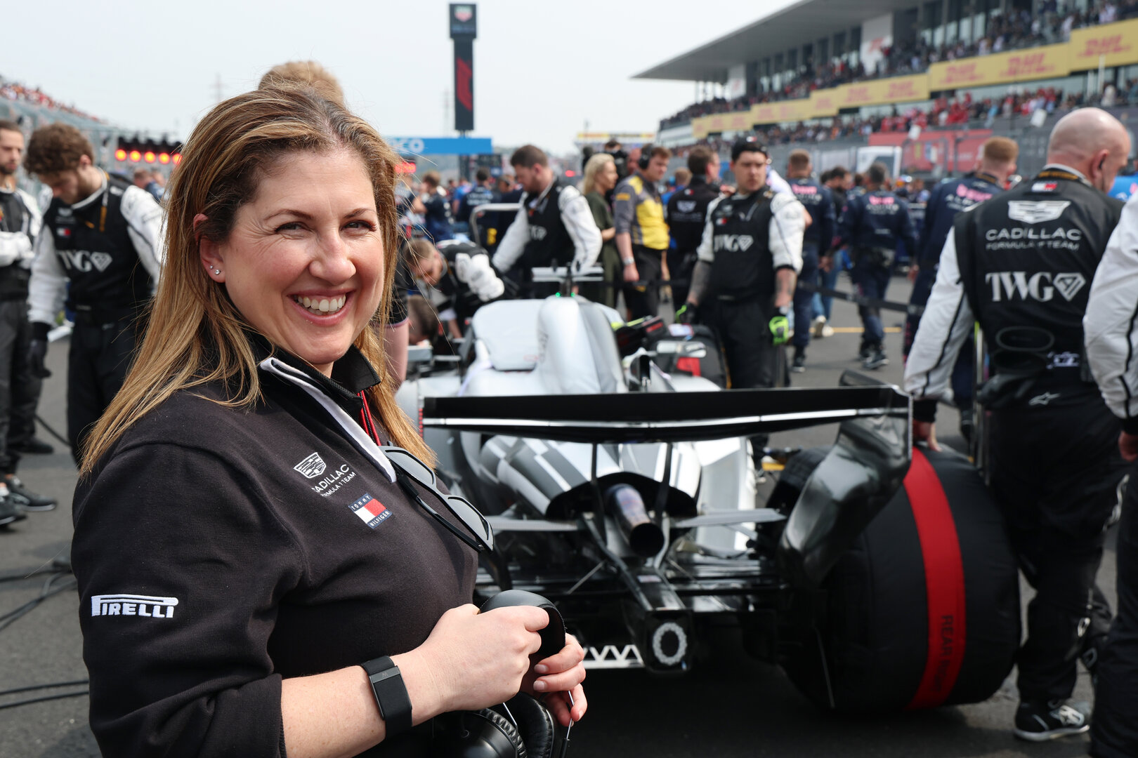 GP GIAPPONE, Lucy Genon (GBR) Cadillac Formula 1 Team Head of Communications on the grid.
29.03.2026. Formula 1 World Championship, Rd 3, Japanese Grand Prix, Suzuka, Japan, Gara Day.
- www.xpbimages.com, EMail: requests@xpbimages.com © Copyright: Batchelor / XPB Images