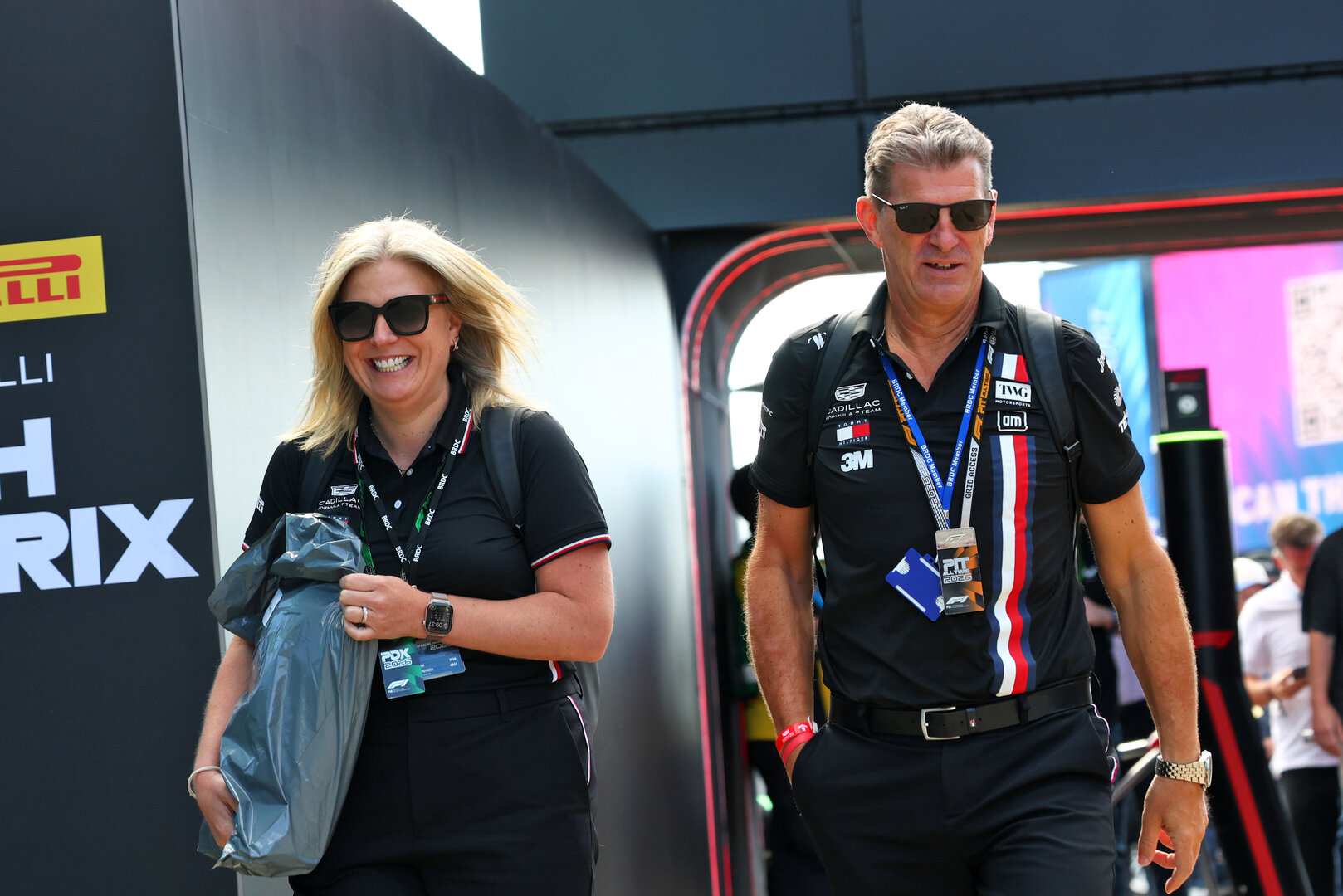 GP GRAN BRETAGNA, (L to R): Laura Marchant (GBR) Cadillac Formula 1 Team Executive Assistant with Graeme Lowdon (GBR) Cadillac Formula 1 Team, Team Principal.
02.07.2026. Formula 1 World Championship, Rd 9, British Grand Prix, Silverstone, England, Preparation Day.
- www.xpbimages.com, EMail: requests@xpbimages.com © Copyright: Bearne / XPB Images