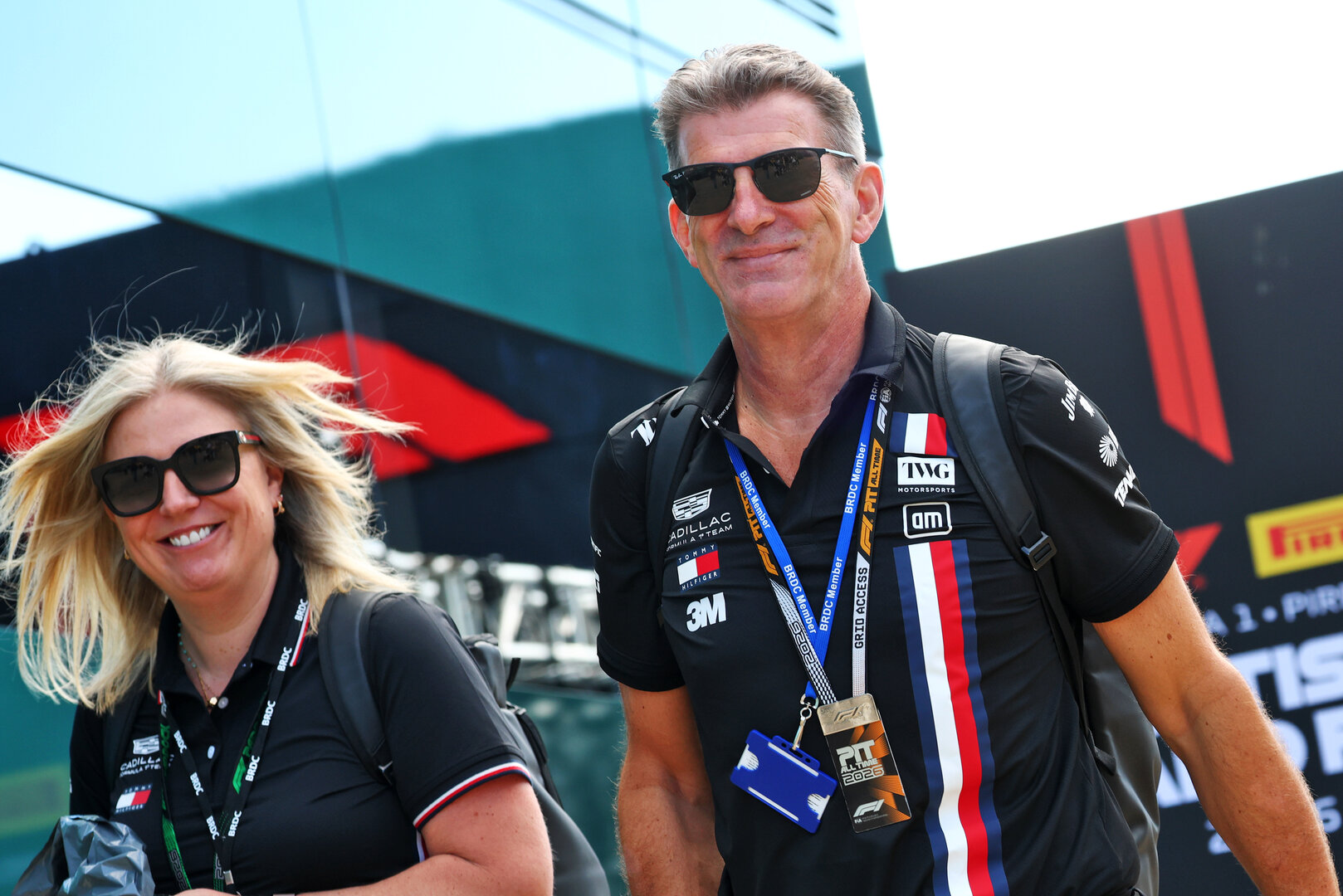 GP GRAN BRETAGNA, (L to R): Laura Marchant (GBR) Cadillac Formula 1 Team Executive Assistant with Graeme Lowdon (GBR) Cadillac Formula 1 Team, Team Principal.
02.07.2026. Formula 1 World Championship, Rd 9, British Grand Prix, Silverstone, England, Preparation Day.
- www.xpbimages.com, EMail: requests@xpbimages.com © Copyright: Bearne / XPB Images