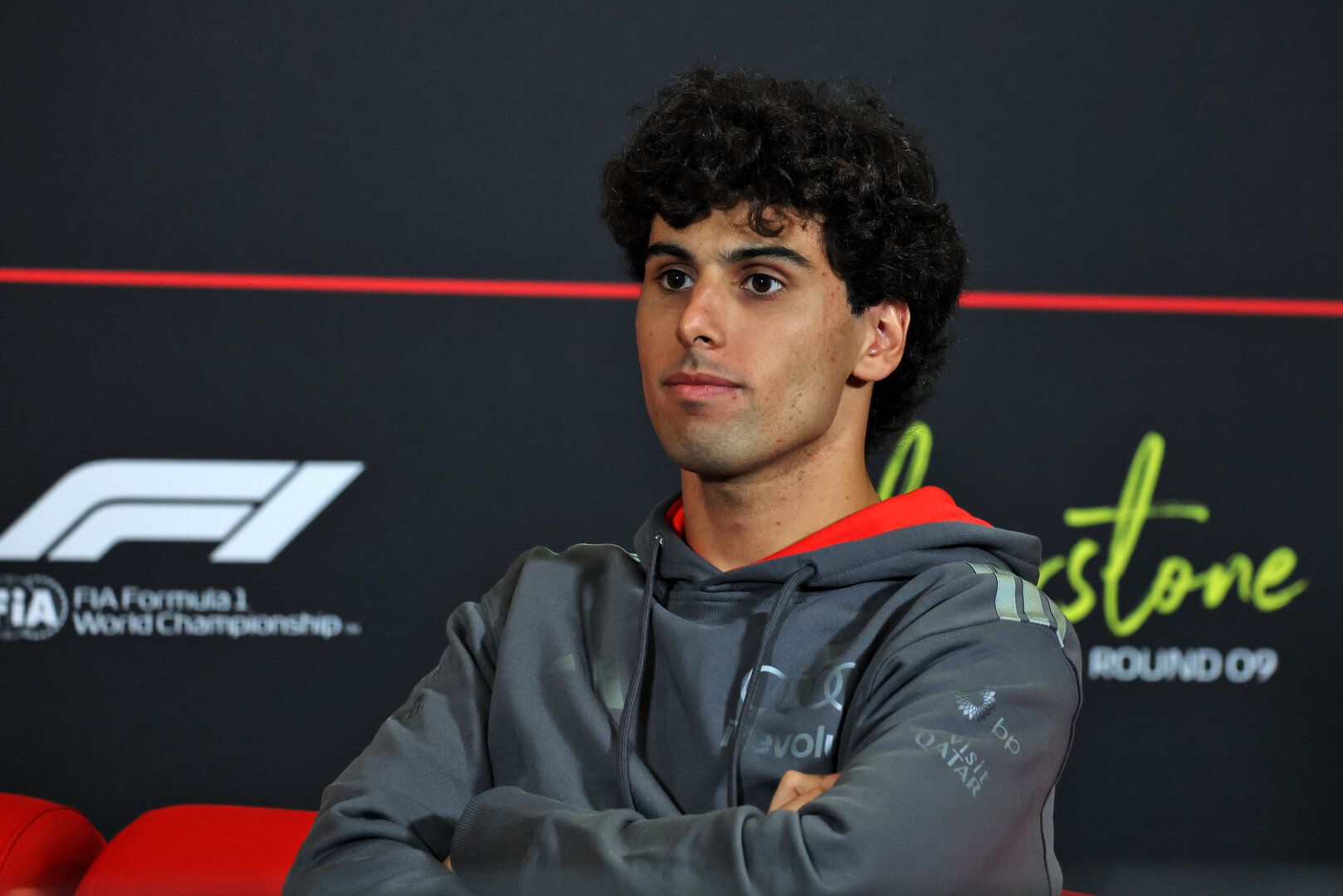 GP GRAN BRETAGNA, Gabriel Bortoleto (BRA) Audi F1 Team in the FIA Press Conference.
02.07.2026. Formula 1 World Championship, Rd 9, British Grand Prix, Silverstone, England, Preparation Day.
- www.xpbimages.com, EMail: requests@xpbimages.com © Copyright: Moy / XPB Images