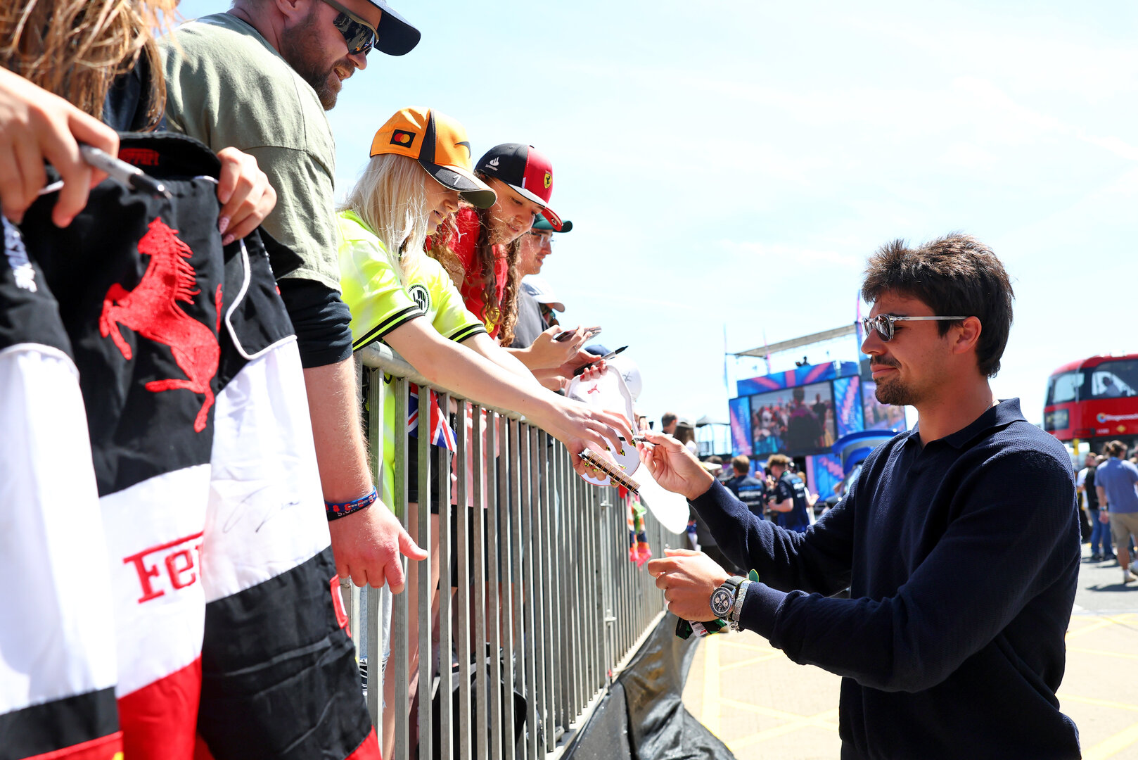 GP GRAN BRETAGNA, Lance Stroll (CDN) Aston Martin F1 Team with fans.
02.07.2026. Formula 1 World Championship, Rd 9, British Grand Prix, Silverstone, England, Preparation Day.
 - www.xpbimages.com, EMail: requests@xpbimages.com © Copyright: Patching / XPB Images