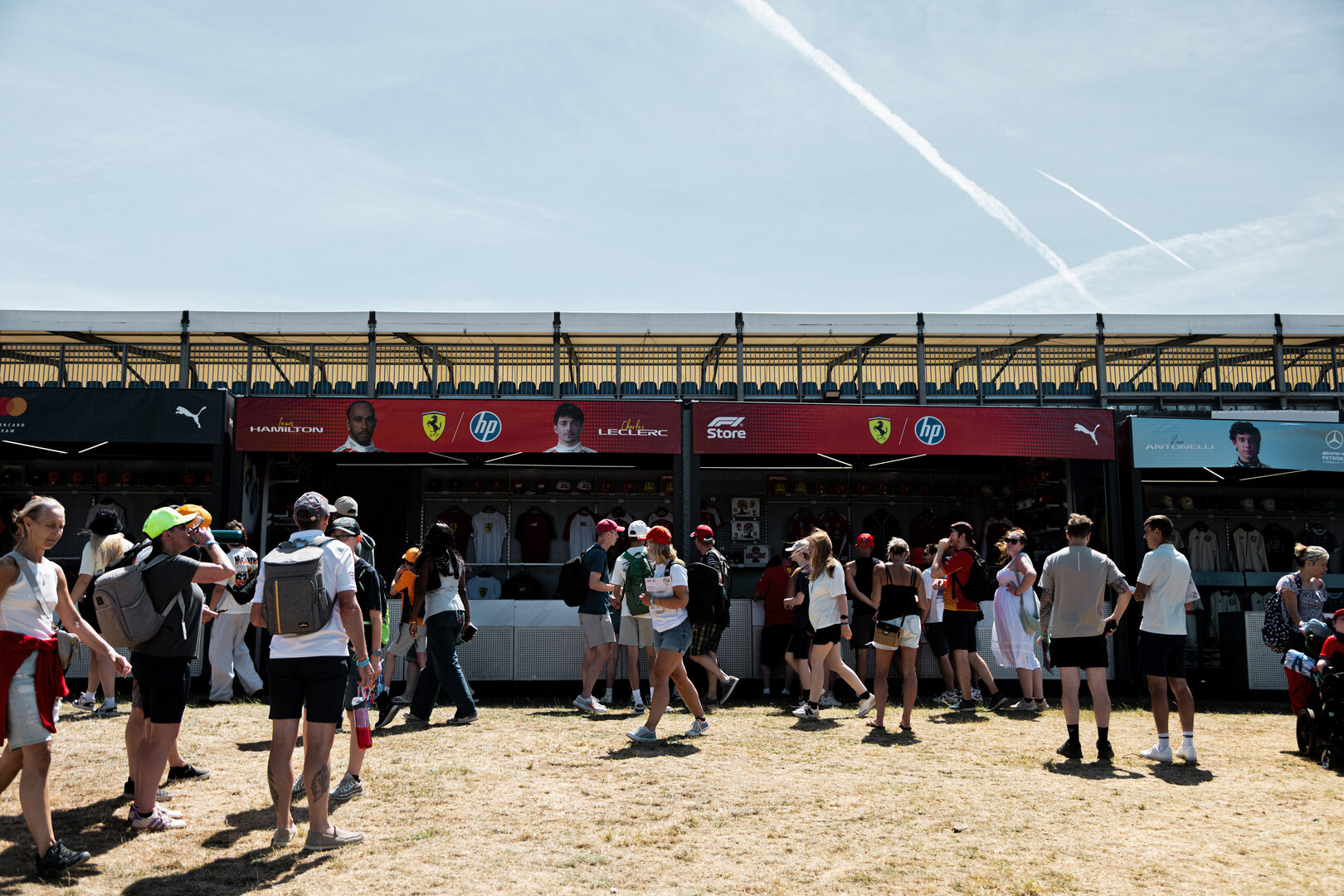 GP GRAN BRETAGNA, Circuit Atmosfera - Ferrari merchandise stand.
02.07.2026. Formula 1 World Championship, Rd 9, British Grand Prix, Silverstone, England, Preparation Day.
 - www.xpbimages.com, EMail: requests@xpbimages.com © Copyright: Denny / XPB Images