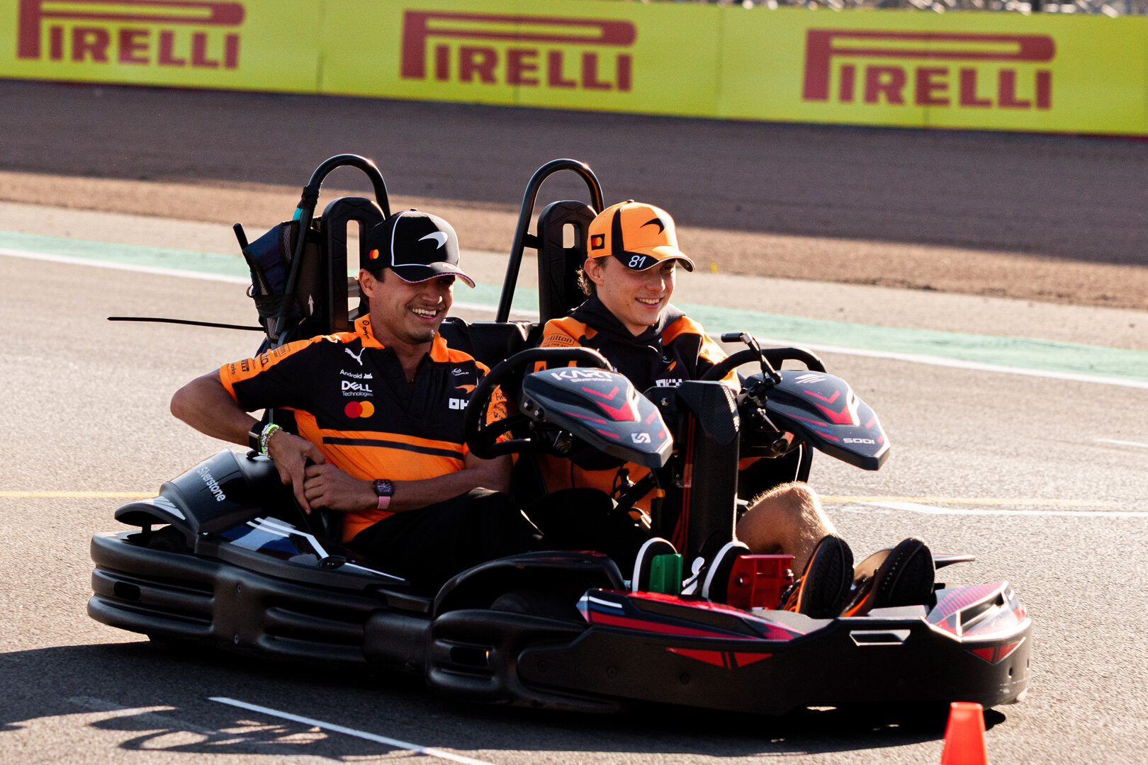 GP GRAN BRETAGNA, (L to R): Lando Norris (GBR) McLaren F1 Team e team mate Oscar Piastri (AUS) McLaren F1 Team karting.
02.07.2026. Formula 1 World Championship, Rd 9, British Grand Prix, Silverstone, England, Preparation Day.
- www.xpbimages.com, EMail: requests@xpbimages.com © Copyright: Denny / XPB Images