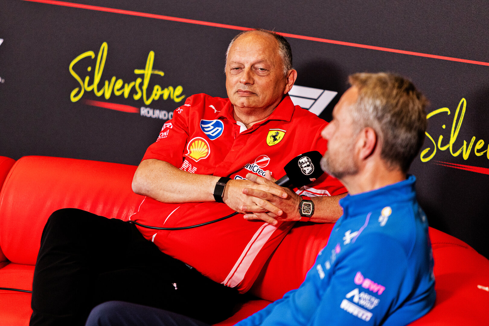 GP GRAN BRETAGNA, Frederic Vasseur (FRA) Ferrari Team Principal in the FIA Press Conference.
03.07.2026. Formula 1 World Championship, Rd 9, British Grand Prix, Silverstone, England, Sprint Qualifiche Day.
 - www.xpbimages.com, EMail: requests@xpbimages.com © Copyright: Denny / XPB Images