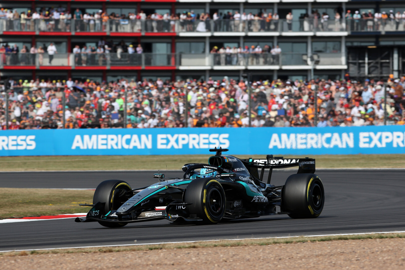GP GRAN BRETAGNA, George Russell (GBR) Mercedes AMG Formula One Team W17.
03.07.2026. Formula 1 World Championship, Rd 9, British Grand Prix, Silverstone, England, Sprint Qualifiche Day.
- www.xpbimages.com, EMail: requests@xpbimages.com © Copyright: Davenport / XPB Images