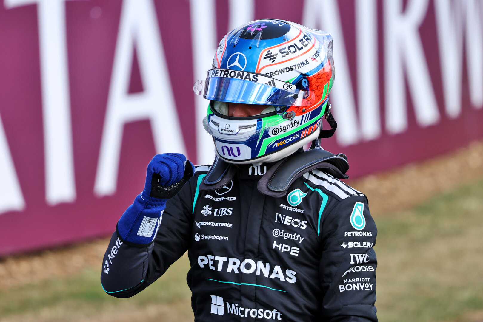 GP GRAN BRETAGNA, Andrea Kimi Antonelli (ITA) Mercedes AMG Formula One Team celebrates his pole position in qualk parc ferme.
04.07.2026. Formula 1 World Championship, Rd 9, British Grand Prix, Silverstone, England, Sprint e Qualifiche Day.
- www.xpbimages.com, EMail: requests@xpbimages.com © Copyright: Batchelor / XPB Images