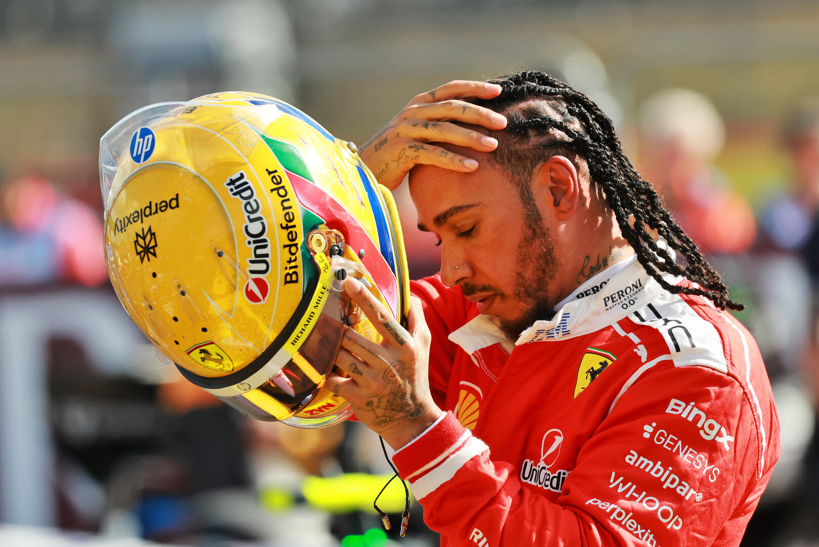 GP GRAN BRETAGNA, Lewis Hamilton (GBR) Ferrari in qualifying parc ferme. 
04.07.2026. Formula 1 World Championship, Rd 9, British Grand Prix, Silverstone, England, Sprint e Qualifiche Day.
- www.xpbimages.com, EMail: requests@xpbimages.com © Copyright: Charniaux / XPB Images