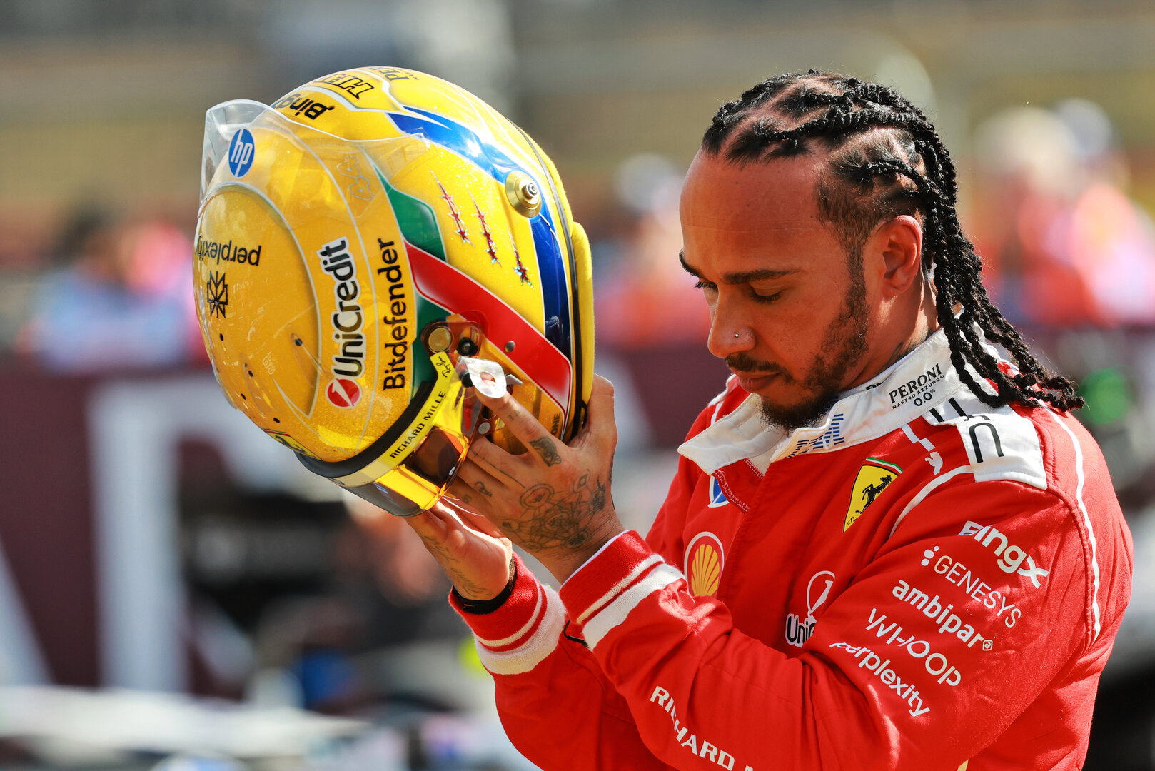 GP GRAN BRETAGNA, Lewis Hamilton (GBR) Ferrari in qualifying parc ferme. 
04.07.2026. Formula 1 World Championship, Rd 9, British Grand Prix, Silverstone, England, Sprint e Qualifiche Day.
- www.xpbimages.com, EMail: requests@xpbimages.com © Copyright: Charniaux / XPB Images