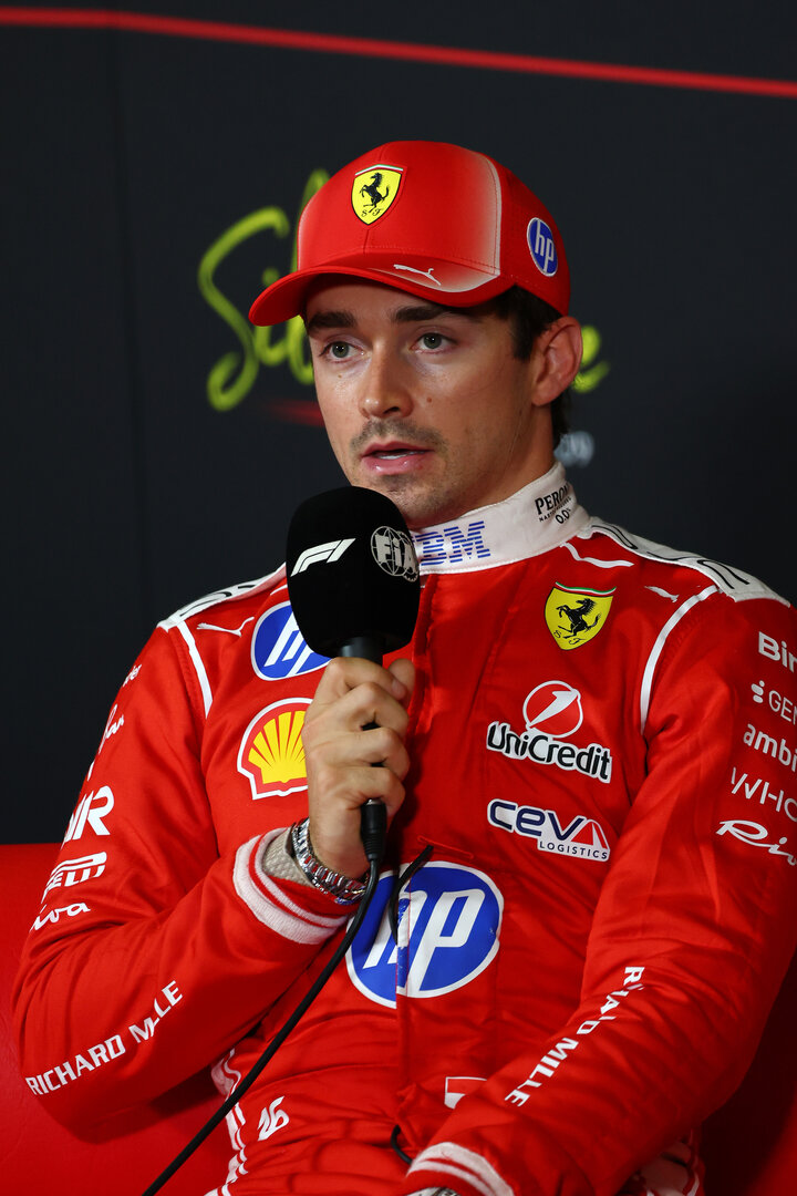 GP GRAN BRETAGNA, Charles Leclerc (MON) Ferrari  in the post qualifying FIA Press Conference.
04.07.2026. Formula 1 World Championship, Rd 9, British Grand Prix, Silverstone, England, Sprint e Qualifiche Day.
- www.xpbimages.com, EMail: requests@xpbimages.com © Copyright: Bearne / XPB Images