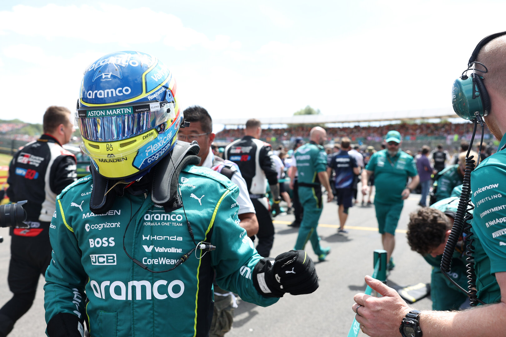 GP GRAN BRETAGNA, Fernando Alonso (ESP) Aston Martin F1 Team on the grid.
05.07.2026. Formula 1 World Championship, Rd 9, British Grand Prix, Silverstone, England, Gara Day.
- www.xpbimages.com, EMail: requests@xpbimages.com © Copyright: Bearne / XPB Images