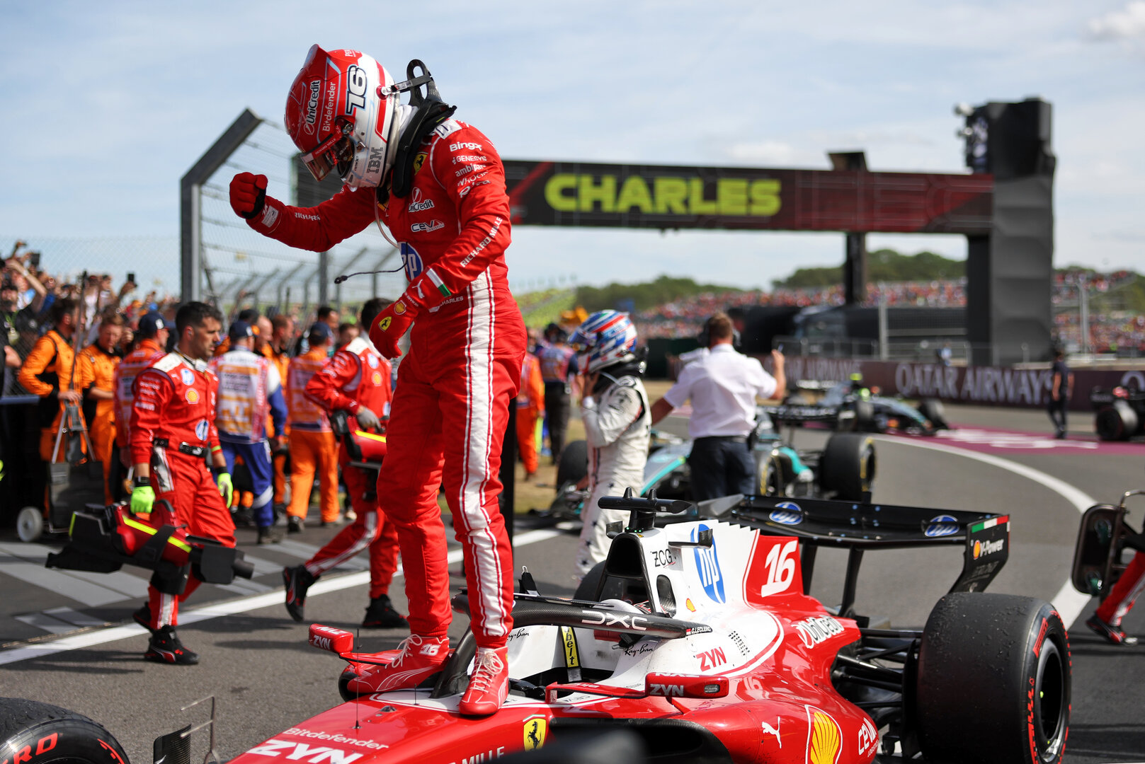 GP GRAN BRETAGNA, Gara winner Charles Leclerc (MON) Ferrari SF-26 celebrates in parc ferme.
05.07.2026. Formula 1 World Championship, Rd 9, British Grand Prix, Silverstone, England, Gara Day.
- www.xpbimages.com, EMail: requests@xpbimages.com © Copyright: Dunbar / XPB Images