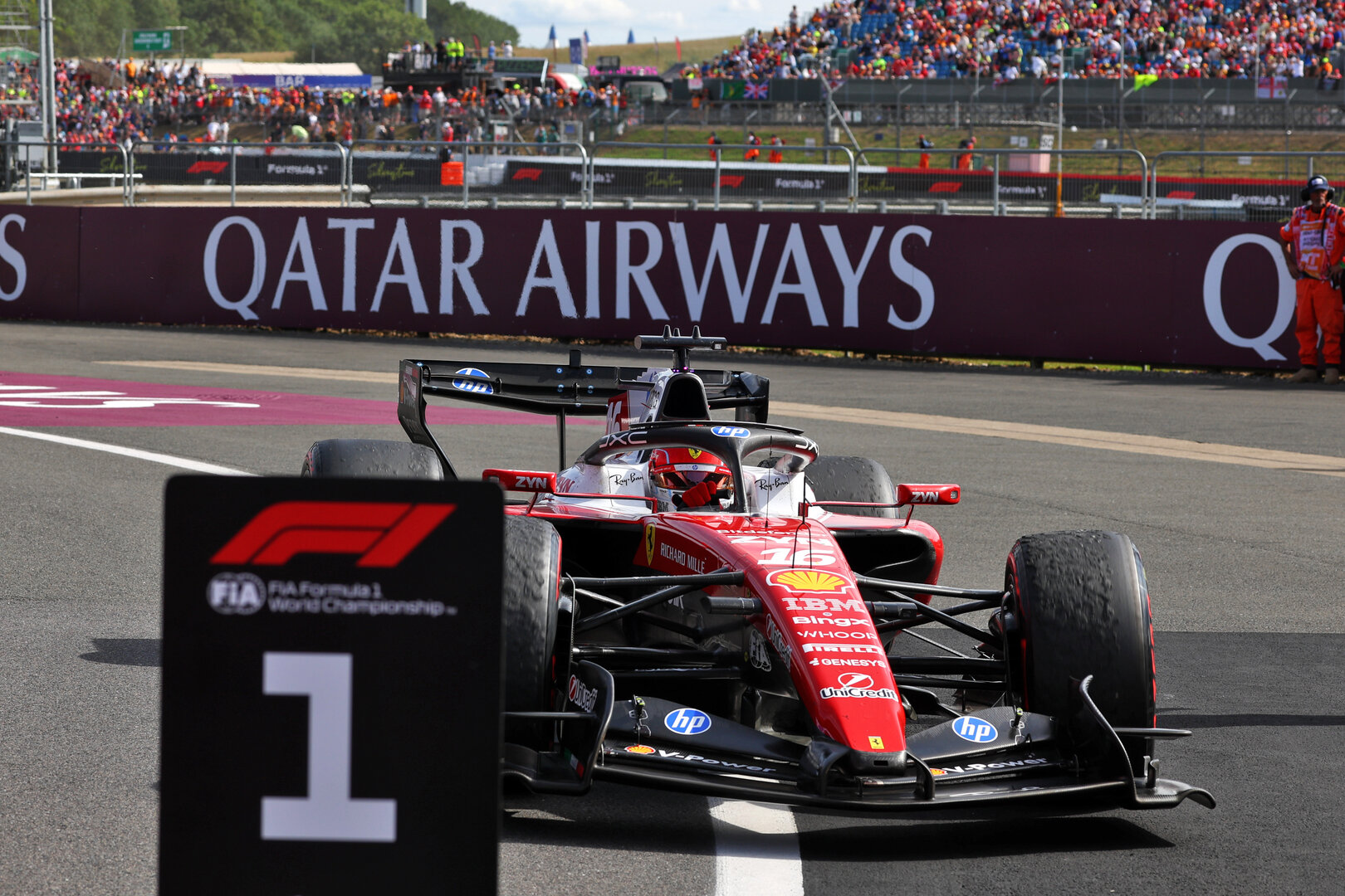GP GRAN BRETAGNA, Gara winner Charles Leclerc (MON) Ferrari SF-26 in parc ferme.
05.07.2026. Formula 1 World Championship, Rd 9, British Grand Prix, Silverstone, England, Gara Day.
 - www.xpbimages.com, EMail: requests@xpbimages.com © Copyright: Patching / XPB Images