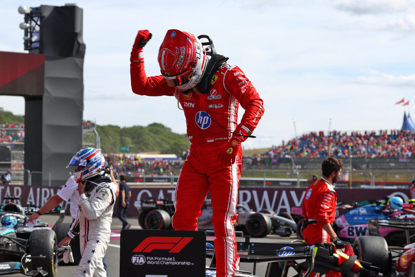 GP GRAN BRETAGNA, Gara winner Charles Leclerc (MON) Ferrari celebrates in parc ferme.
05.07.2026. Formula 1 World Championship, Rd 9, British Grand Prix, Silverstone, England, Gara Day.
 - www.xpbimages.com, EMail: requests@xpbimages.com © Copyright: Patching / XPB Images