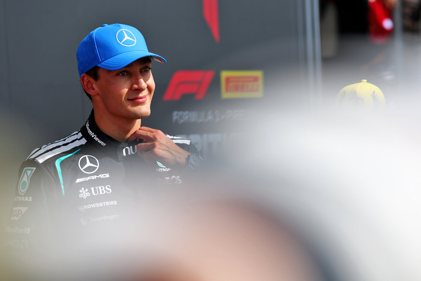 GP GRAN BRETAGNA, George Russell (GBR) Mercedes AMG Formula One Team in parc ferme.
05.07.2026. Formula 1 World Championship, Rd 9, British Grand Prix, Silverstone, England, Gara Day.
 - www.xpbimages.com, EMail: requests@xpbimages.com © Copyright: Patching / XPB Images