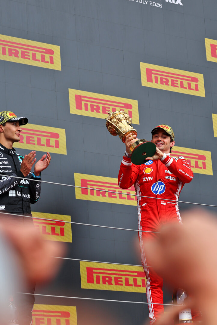 GP GRAN BRETAGNA, Gara winner Charles Leclerc (MON) Ferrari celebrates on the podium.
05.07.2026. Formula 1 World Championship, Rd 9, British Grand Prix, Silverstone, England, Gara Day.
- www.xpbimages.com, EMail: requests@xpbimages.com © Copyright: Patching / XPB Images