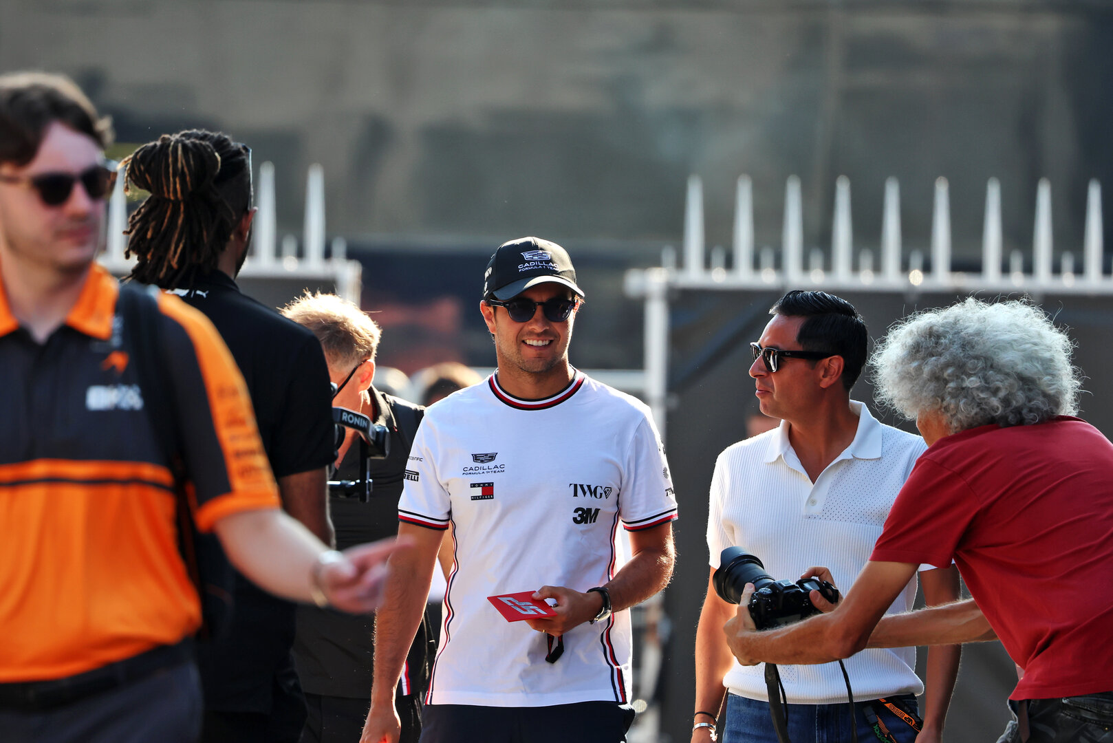 GP ITALIA, (L to R): Sergio Perez (MEX) Cadillac Formula 1 Team with Khalil Beschir (LBN) Driver Manager.
03.09.2026. Formula 1 World Championship, Rd 13, Italian Grand Prix, Monza, Italy, Preparation Day.
 - www.xpbimages.com, EMail: requests@xpbimages.com © Copyright:  Rew / XPB Images