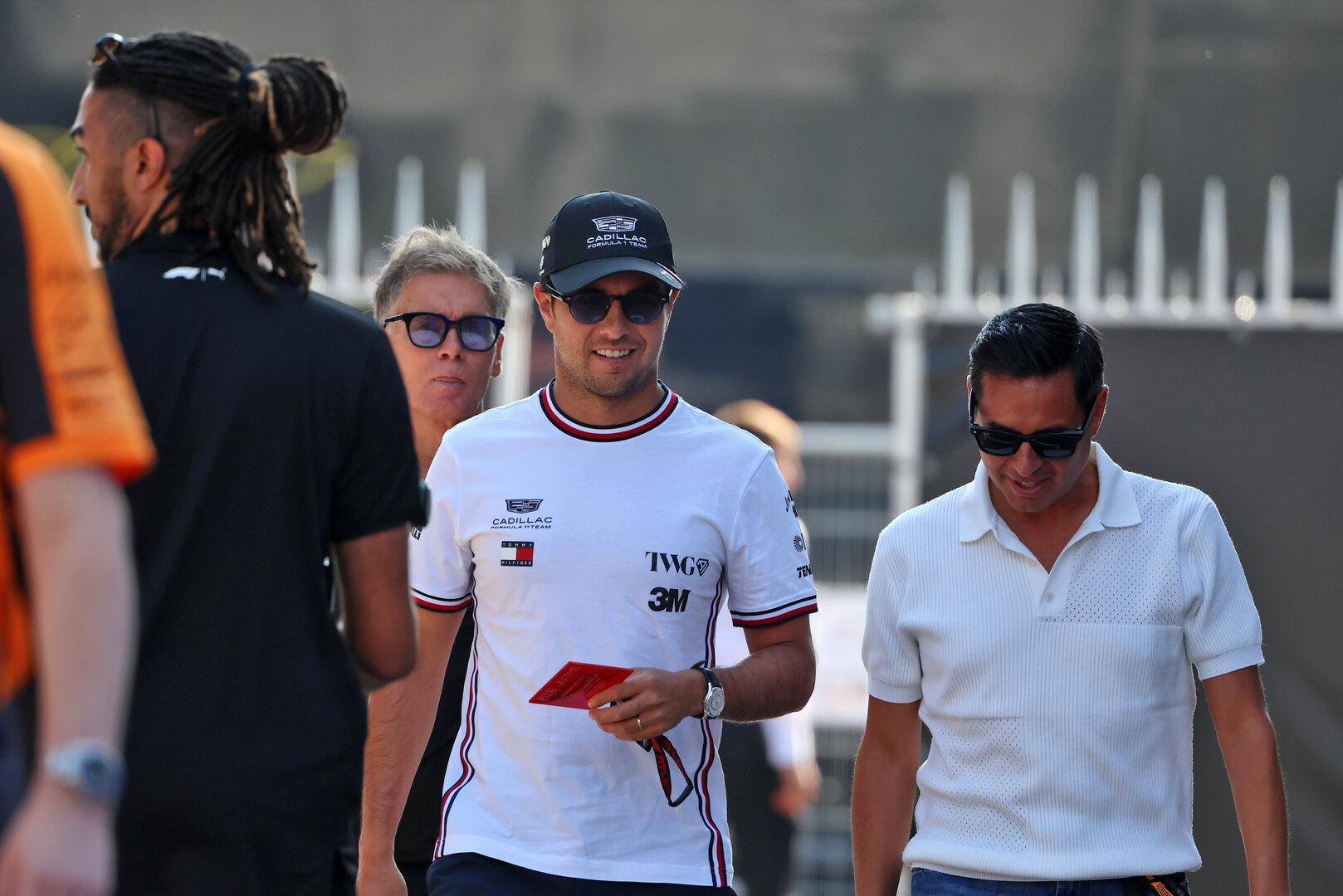 GP ITALIA, (L to R): Sergio Perez (MEX) Cadillac Formula 1 Team with Khalil Beschir (LBN) Driver Manager.
03.09.2026. Formula 1 World Championship, Rd 13, Italian Grand Prix, Monza, Italy, Preparation Day.
 - www.xpbimages.com, EMail: requests@xpbimages.com © Copyright:  Rew / XPB Images