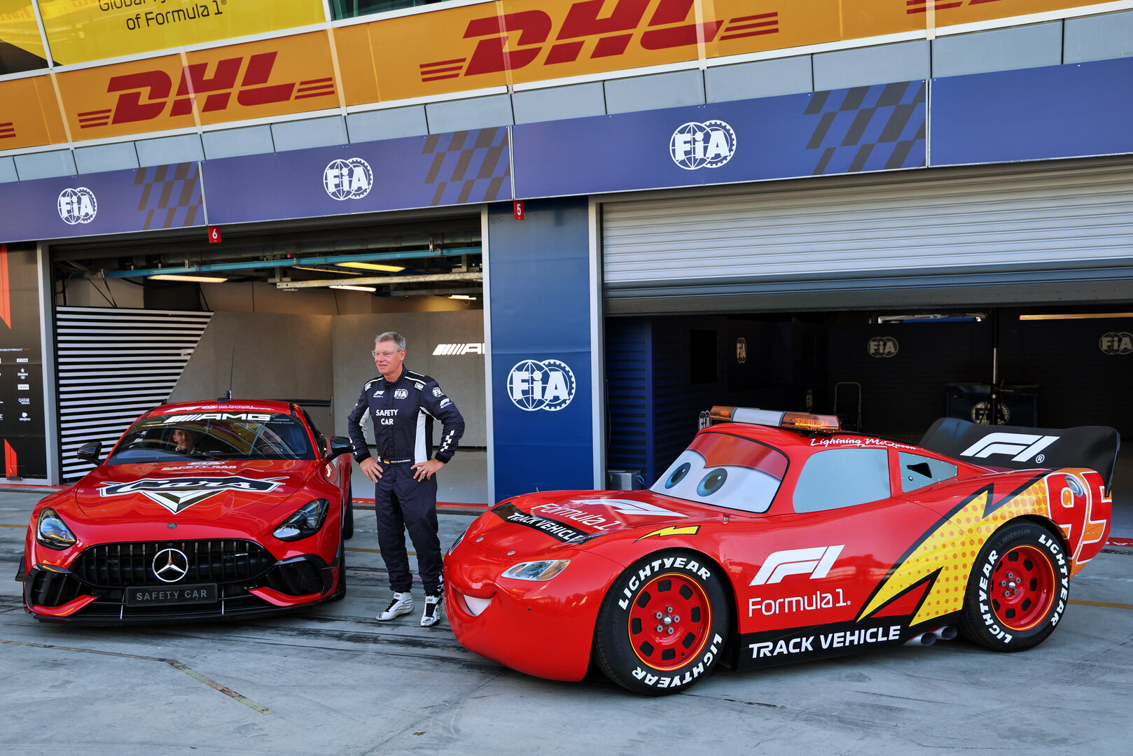 GP ITALIA, (L to R): The Cars Branded Mercedes FIA Safety Car with Bernd Maylander (GER) FIA Safety Car Driver e Lightning McQueen (USA) Stock Car.
03.09.2026. Formula 1 World Championship, Rd 13, Italian Grand Prix, Monza, Italy, Preparation Day.
- www.xpbimages.com, EMail: requests@xpbimages.com © Copyright: Batchelor / XPB Images