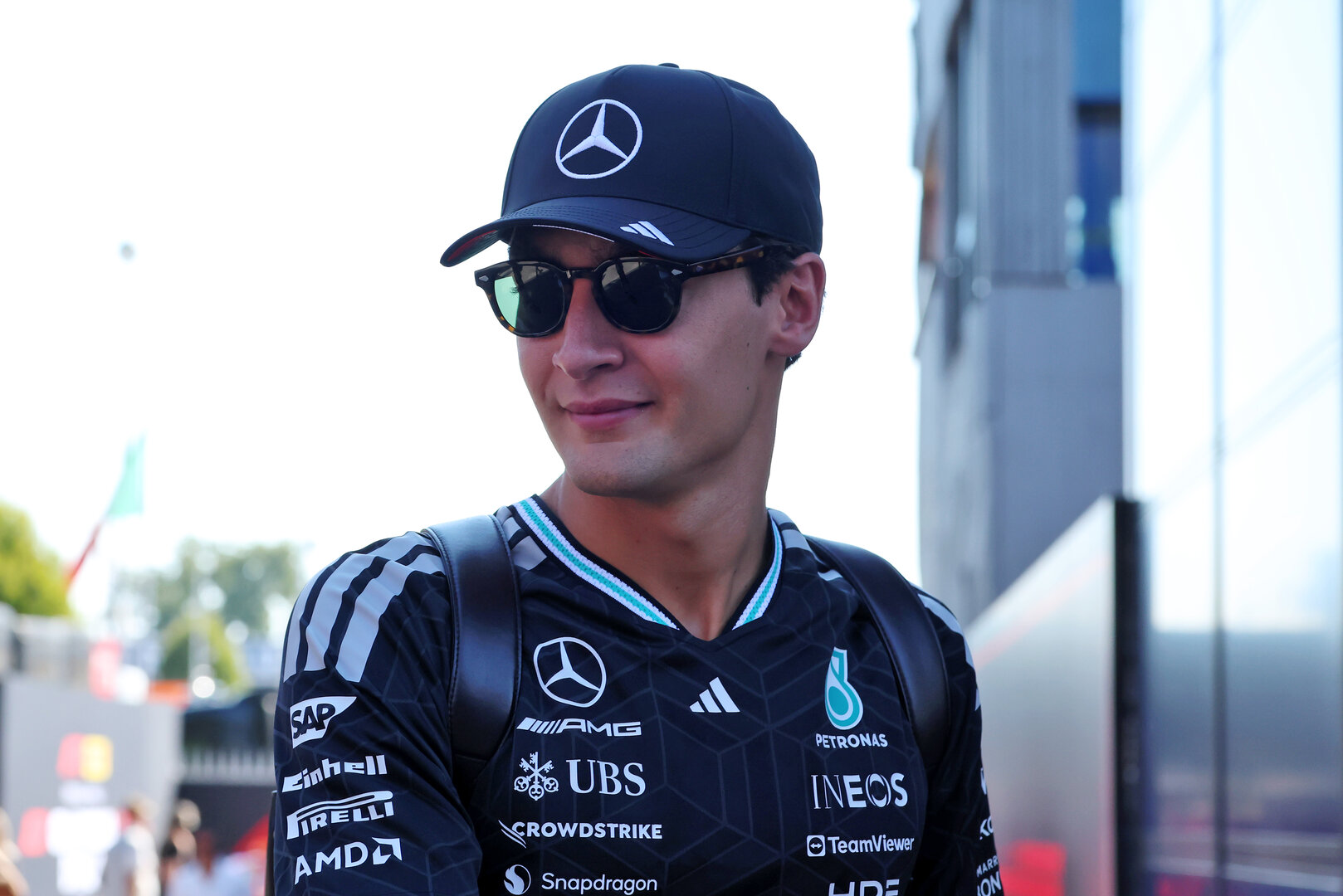 GP ITALIA, George Russell (GBR) Mercedes AMG Formula One Team.
03.09.2026. Formula 1 World Championship, Rd 13, Italian Grand Prix, Monza, Italy, Preparation Day.
 - www.xpbimages.com, EMail: requests@xpbimages.com © Copyright:  Rew / XPB Images