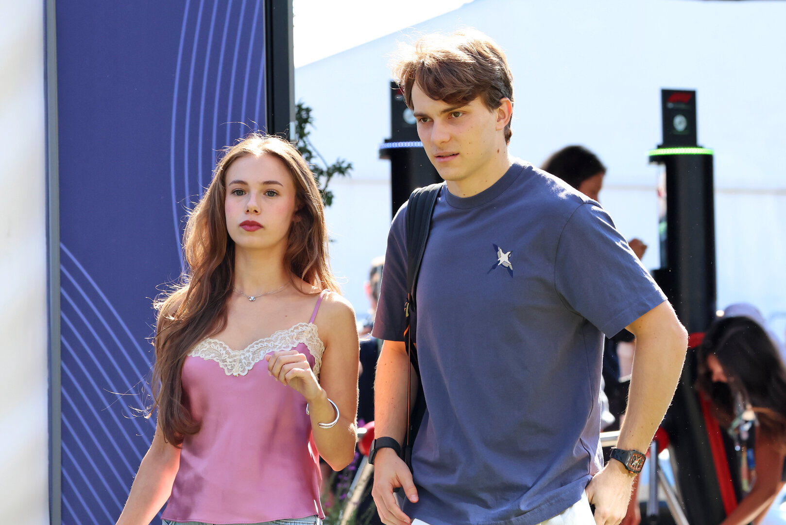 GP ITALIA, (L to R): Lily Zneimer (GBR) with her boyfriend Oscar Piastri (AUS) McLaren F1 Team.
03.09.2026. Formula 1 World Championship, Rd 13, Italian Grand Prix, Monza, Italy, Preparation Day.
 - www.xpbimages.com, EMail: requests@xpbimages.com © Copyright:  Rew / XPB Images