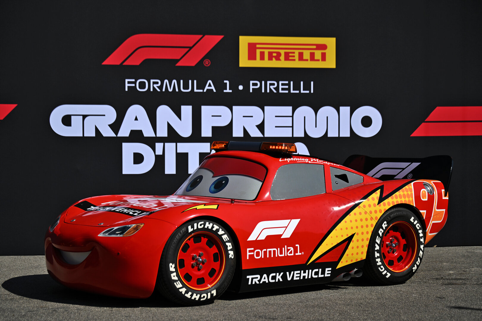 GP ITALIA, Lightning McQueen (USA) Stock Car.
03.09.2026. Formula 1 World Championship, Rd 13, Italian Grand Prix, Monza, Italy, Preparation Day.
- www.xpbimages.com, EMail: requests@xpbimages.com © Copyright: Price / XPB Images