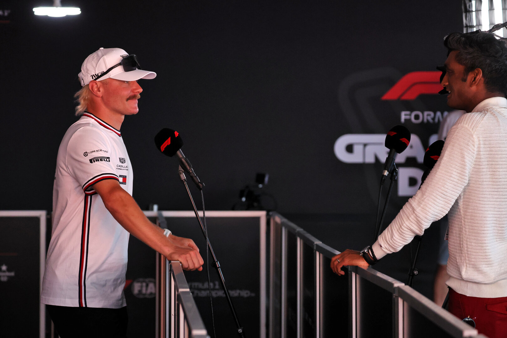 GP ITALIA, Valtteri Bottas (FIN) Cadillac Formula 1 Team with Lawrence Barretto (GBR) F1 Presenter.
03.09.2026. Formula 1 World Championship, Rd 13, Italian Grand Prix, Monza, Italy, Preparation Day.
- www.xpbimages.com, EMail: requests@xpbimages.com © Copyright: Bearne / XPB Images