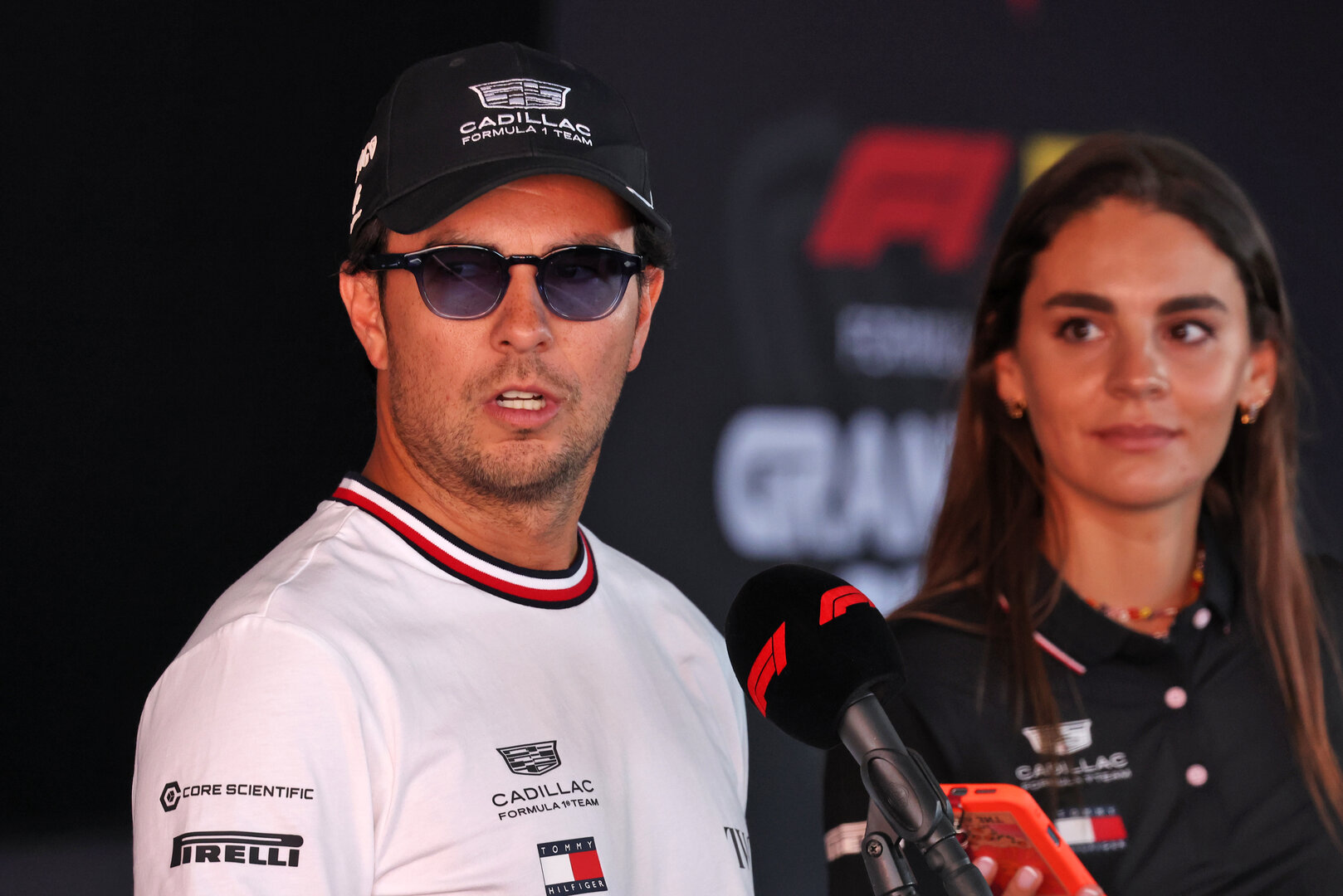 GP ITALIA, Sergio Perez (MEX) Cadillac Formula 1 Team with the media.
03.09.2026. Formula 1 World Championship, Rd 13, Italian Grand Prix, Monza, Italy, Preparation Day.
- www.xpbimages.com, EMail: requests@xpbimages.com © Copyright: Bearne / XPB Images