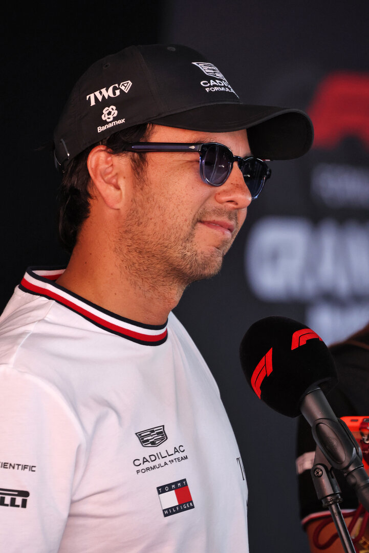 GP ITALIA, Sergio Perez (MEX) Cadillac Formula 1 Team with the media.
03.09.2026. Formula 1 World Championship, Rd 13, Italian Grand Prix, Monza, Italy, Preparation Day.
- www.xpbimages.com, EMail: requests@xpbimages.com © Copyright: Bearne / XPB Images