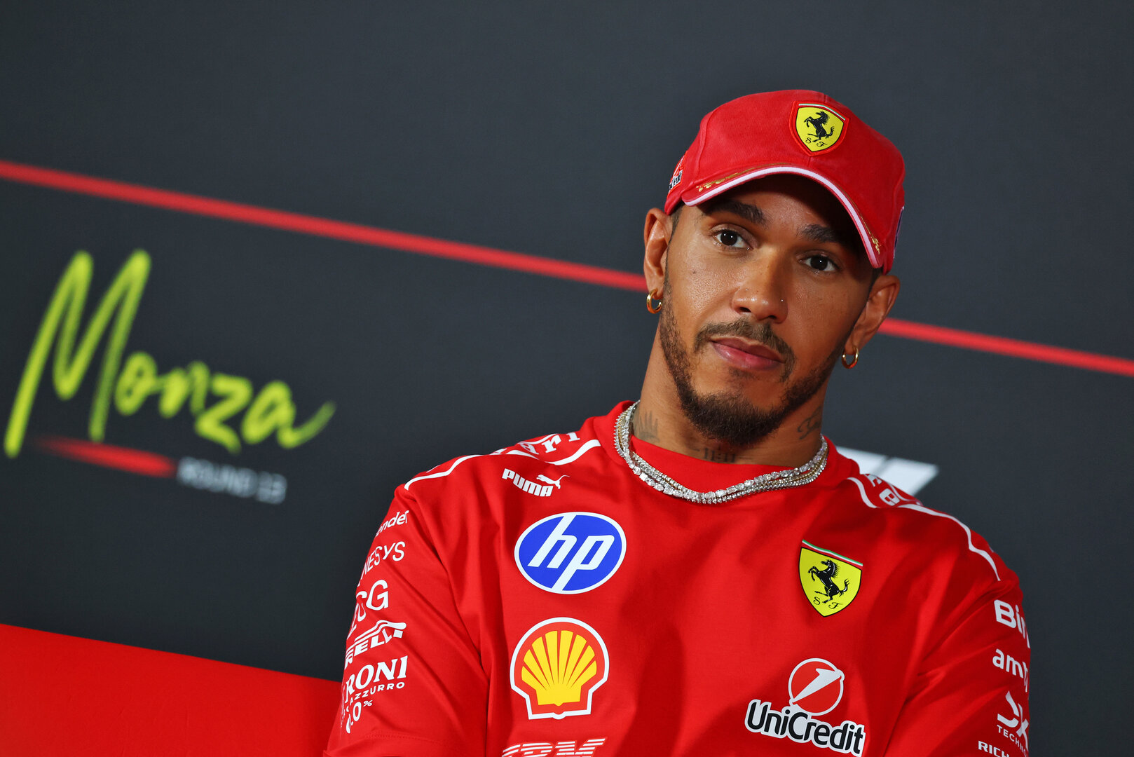 GP ITALIA, Lewis Hamilton (GBR) Ferrari in the FIA Press Conference.
03.09.2026. Formula 1 World Championship, Rd 13, Italian Grand Prix, Monza, Italy, Preparation Day.
- www.xpbimages.com, EMail: requests@xpbimages.com © Copyright: Bearne / XPB Images