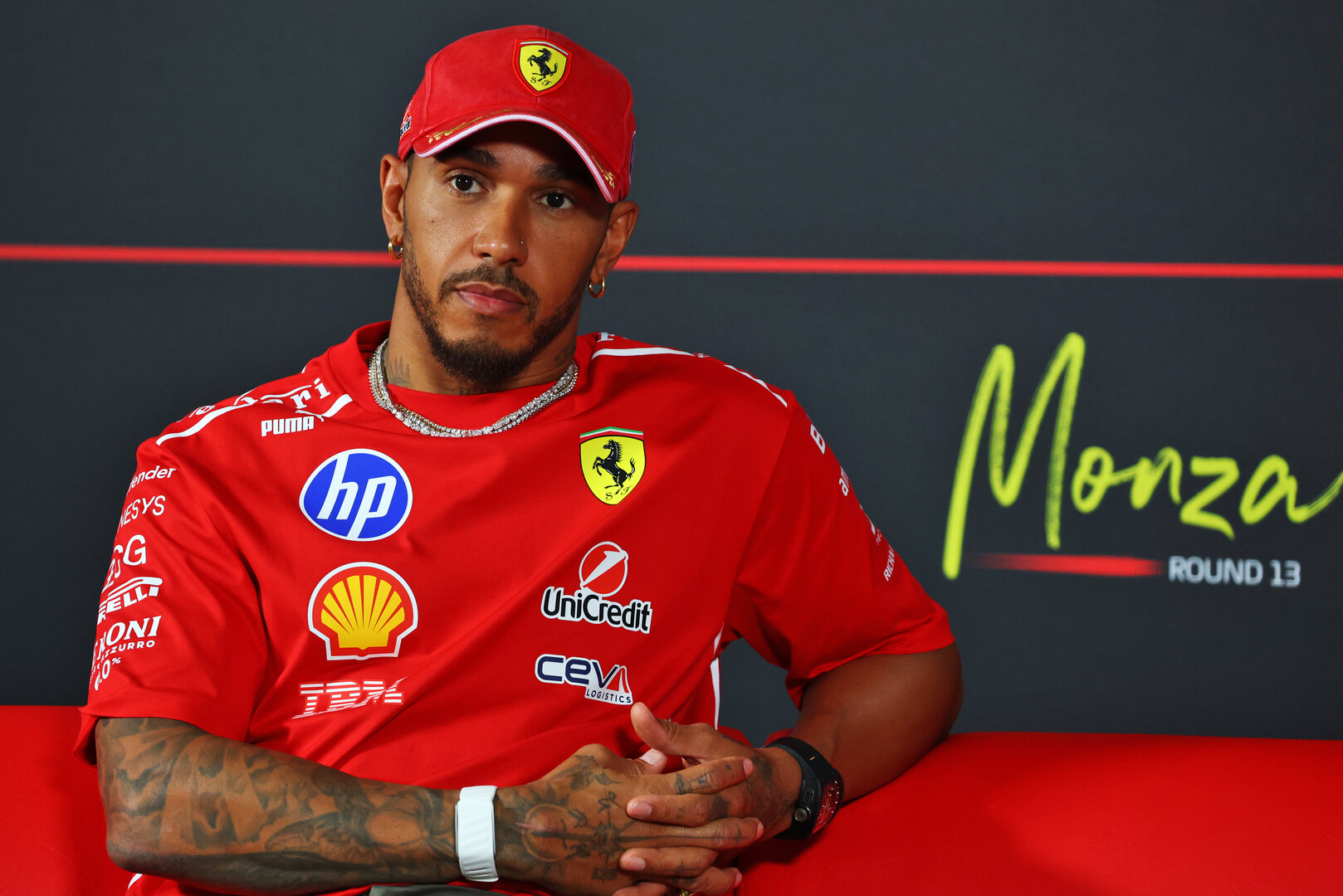 GP ITALIA, Lewis Hamilton (GBR) Ferrari in the FIA Press Conference.
03.09.2026. Formula 1 World Championship, Rd 13, Italian Grand Prix, Monza, Italy, Preparation Day.
- www.xpbimages.com, EMail: requests@xpbimages.com © Copyright: Bearne / XPB Images