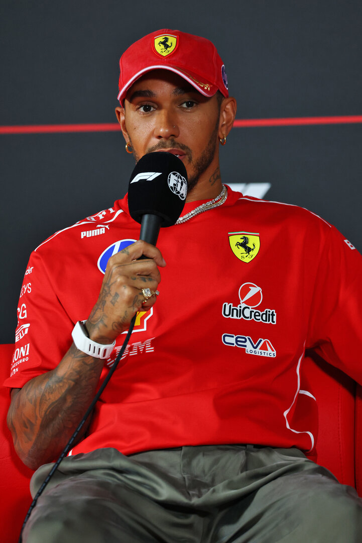 GP ITALIA, Lewis Hamilton (GBR) Ferrari in the FIA Press Conference.
03.09.2026. Formula 1 World Championship, Rd 13, Italian Grand Prix, Monza, Italy, Preparation Day.
- www.xpbimages.com, EMail: requests@xpbimages.com © Copyright: Bearne / XPB Images