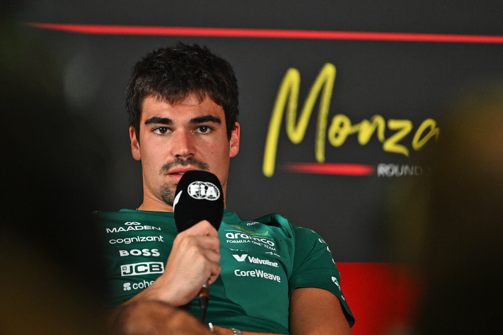 GP ITALIA, Lance Stroll (CDN) Aston Martin F1 Team in the FIA Press Conference.
03.09.2026. Formula 1 World Championship, Rd 13, Italian Grand Prix, Monza, Italy, Preparation Day.
- www.xpbimages.com, EMail: requests@xpbimages.com © Copyright: Price / XPB Images