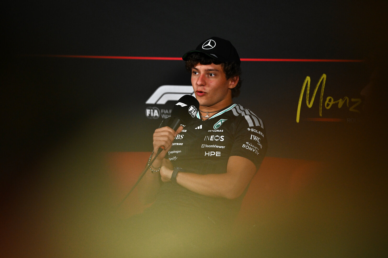 GP ITALIA, Andrea Kimi Antonelli (ITA) Mercedes AMG Formula One Team in the FIA Press Conference.
03.09.2026. Formula 1 World Championship, Rd 13, Italian Grand Prix, Monza, Italy, Preparation Day.
- www.xpbimages.com, EMail: requests@xpbimages.com © Copyright: Price / XPB Images