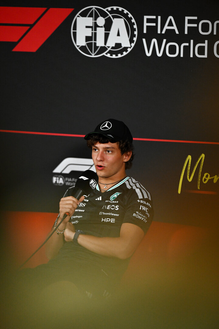 GP ITALIA, Andrea Kimi Antonelli (ITA) Mercedes AMG Formula One Team in the FIA Press Conference.
03.09.2026. Formula 1 World Championship, Rd 13, Italian Grand Prix, Monza, Italy, Preparation Day.
- www.xpbimages.com, EMail: requests@xpbimages.com © Copyright: Price / XPB Images