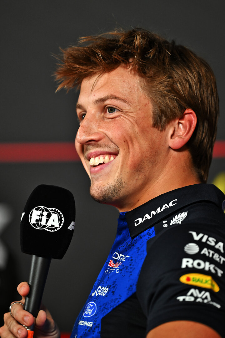 GP ITALIA, Liam Lawson (NZL) Red Bull Racing in the FIA Press Conference.
03.09.2026. Formula 1 World Championship, Rd 13, Italian Grand Prix, Monza, Italy, Preparation Day.
- www.xpbimages.com, EMail: requests@xpbimages.com © Copyright: Price / XPB Images