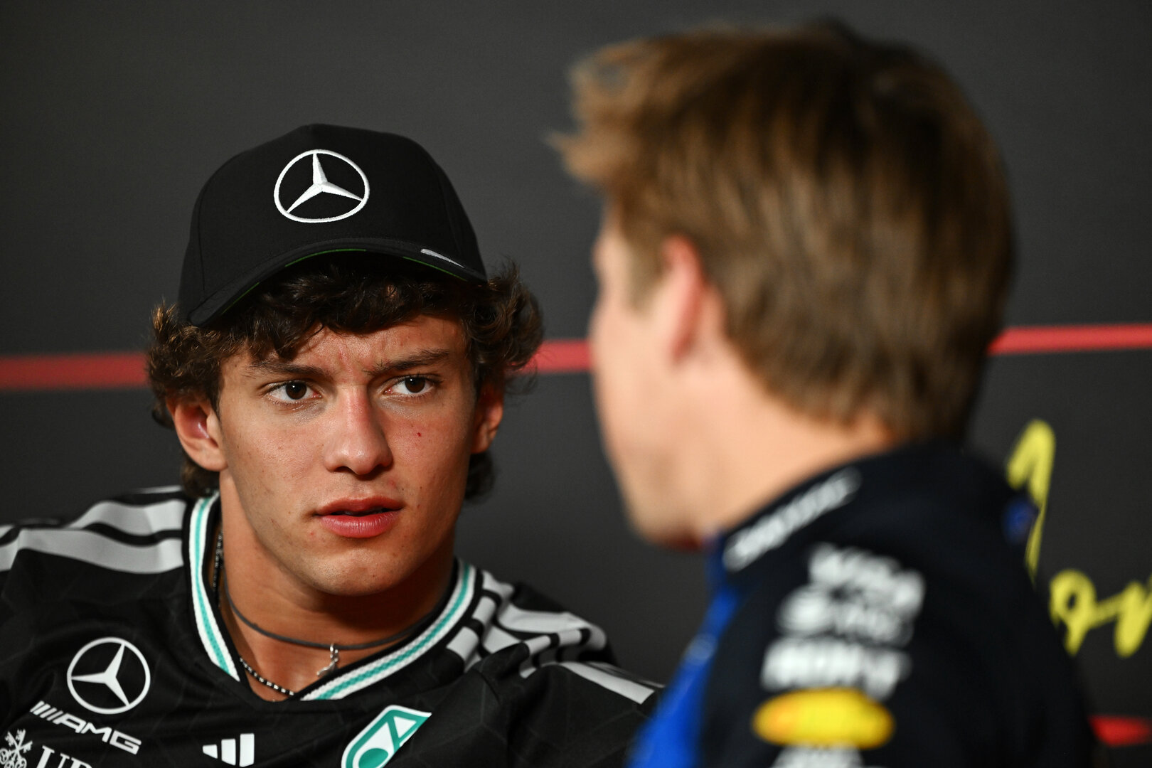 GP ITALIA, Andrea Kimi Antonelli (ITA) Mercedes AMG Formula One Team with Liam Lawson (NZL) Red Bull Racing in the FIA Press Conference.
03.09.2026. Formula 1 World Championship, Rd 13, Italian Grand Prix, Monza, Italy, Preparation Day.
- www.xpbimages.com, EMail: requests@xpbimages.com © Copyright: Price / XPB Images