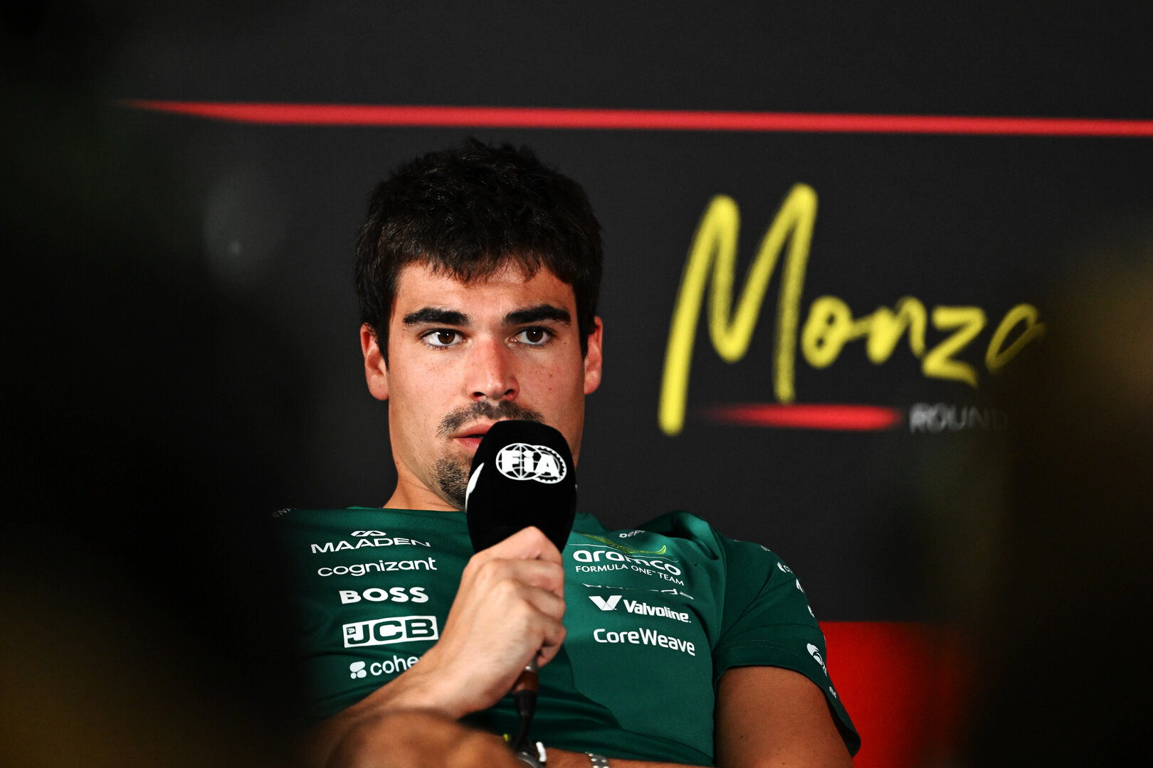 GP ITALIA, Lance Stroll (CDN) Aston Martin F1 Team in the FIA Press Conference.
03.09.2026. Formula 1 World Championship, Rd 13, Italian Grand Prix, Monza, Italy, Preparation Day.
- www.xpbimages.com, EMail: requests@xpbimages.com © Copyright: Price / XPB Images
