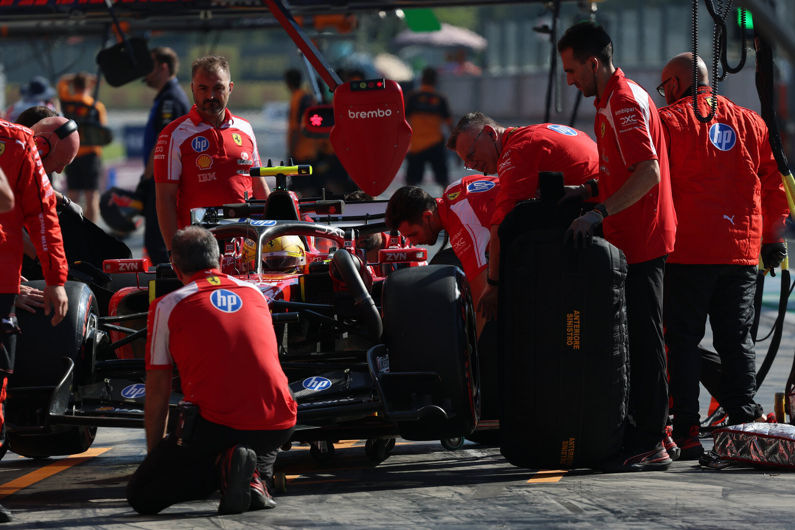 GP ITALIA, Lewis Hamilton (GBR) Ferrari SF-26 in the pits.
04.09.2026. Formula 1 World Championship, Rd 13, Italian Grand Prix, Monza, Italy, Practice Day.
- www.xpbimages.com, EMail: requests@xpbimages.com © Copyright: Batchelor / XPB Images