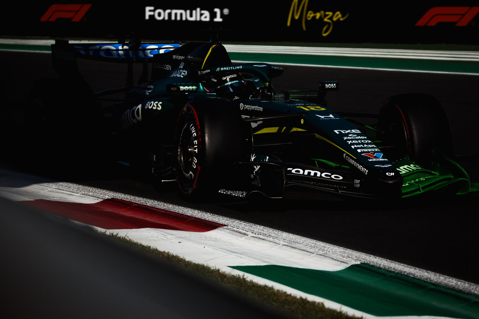 GP ITALIA, Lance Stroll (CDN) Aston Martin F1 Team AMR26.
04.09.2026. Formula 1 World Championship, Rd 13, Italian Grand Prix, Monza, Italy, Practice Day.
- www.xpbimages.com, EMail: requests@xpbimages.com © Copyright: Bearne / XPB Images