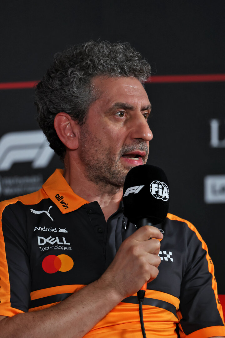 GP ITALIA, Andrea Stella (ITA) McLaren F1 Team Team Principal in the FIA Press Conference.
04.09.2026. Formula 1 World Championship, Rd 13, Italian Grand Prix, Monza, Italy, Practice Day.
 - www.xpbimages.com, EMail: requests@xpbimages.com © Copyright:  Rew / XPB Images