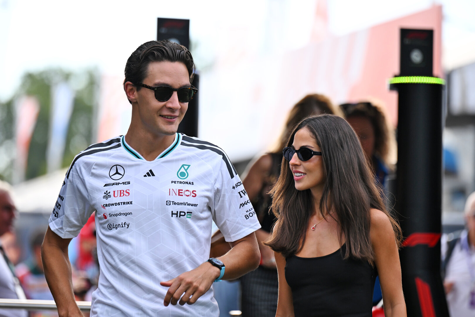 GP ITALIA, (L to R): George Russell (GBR) Mercedes AMG Formula One Team with Domenica Carmen Montero Mundt (ESP).
05.09.2026. Formula 1 World Championship, Rd 13, Italian Grand Prix, Monza, Italy, Qualifiche Day.
- www.xpbimages.com, EMail: requests@xpbimages.com © Copyright: Price / XPB Images