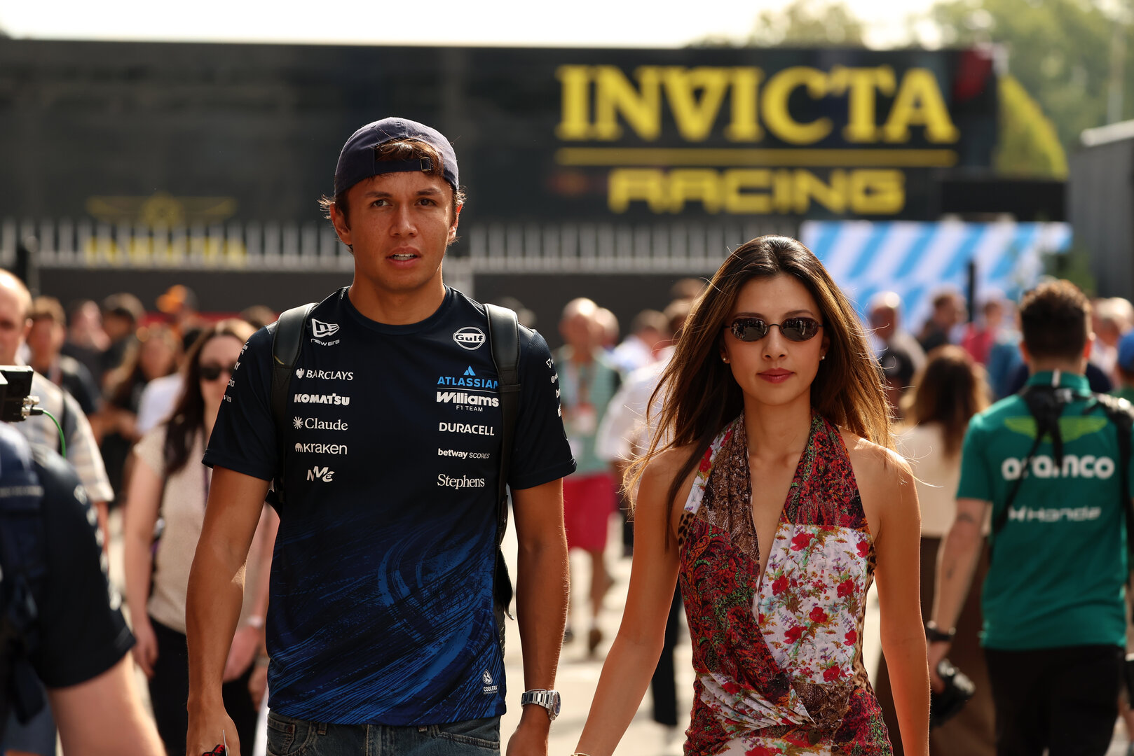 GP ITALIA, (L to R): Alexander Albon (THA) Williams F1 Team with Domenica Muni Lily He (CHN) Professional Golfer.
05.09.2026. Formula 1 World Championship, Rd 13, Italian Grand Prix, Monza, Italy, Qualifiche Day.
 - www.xpbimages.com, EMail: requests@xpbimages.com © Copyright:  Rew / XPB Images